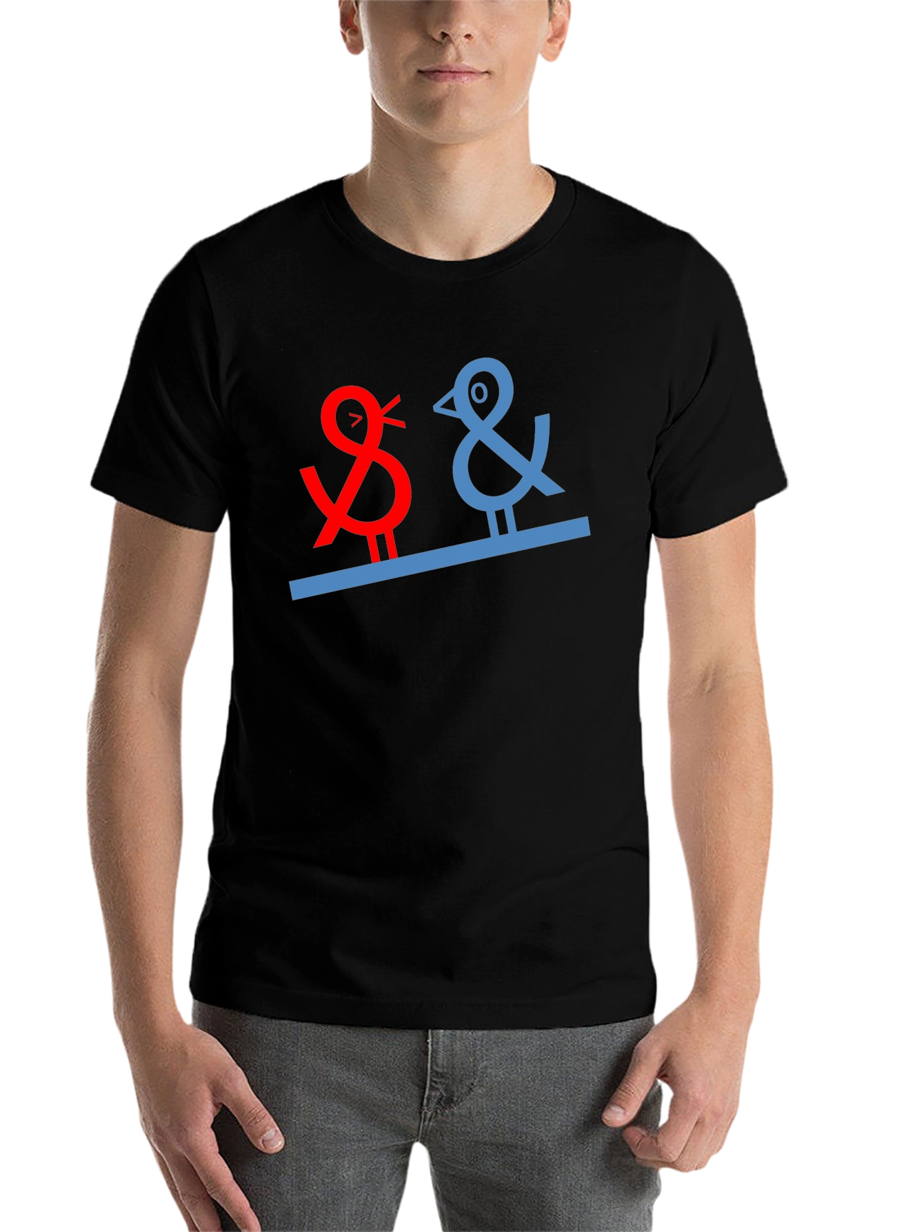 Quirky Bird Graphic Tee - Black Cotton Blend