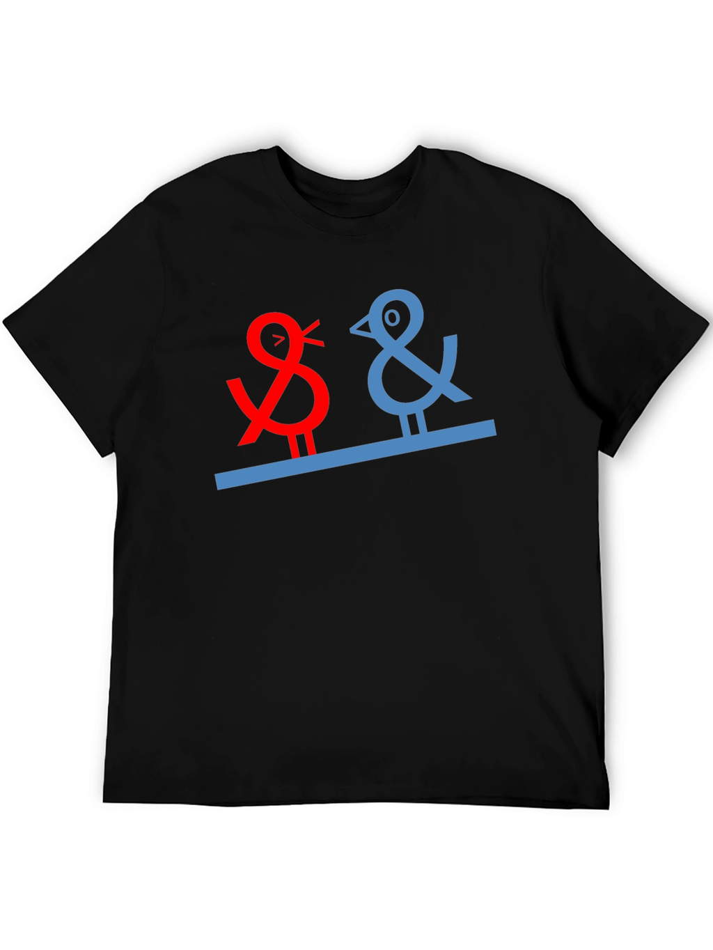 Quirky Bird Graphic Tee - Black Cotton Blend