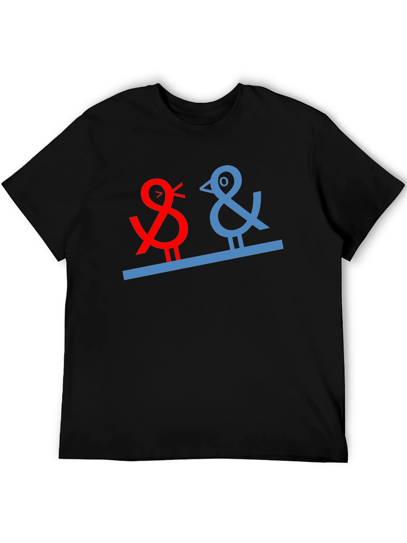 Quirky Bird Graphic Tee - Black Cotton Blend
