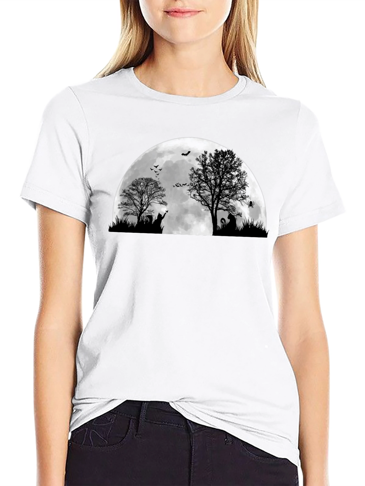 Halloween Moon Cat T-Shirt