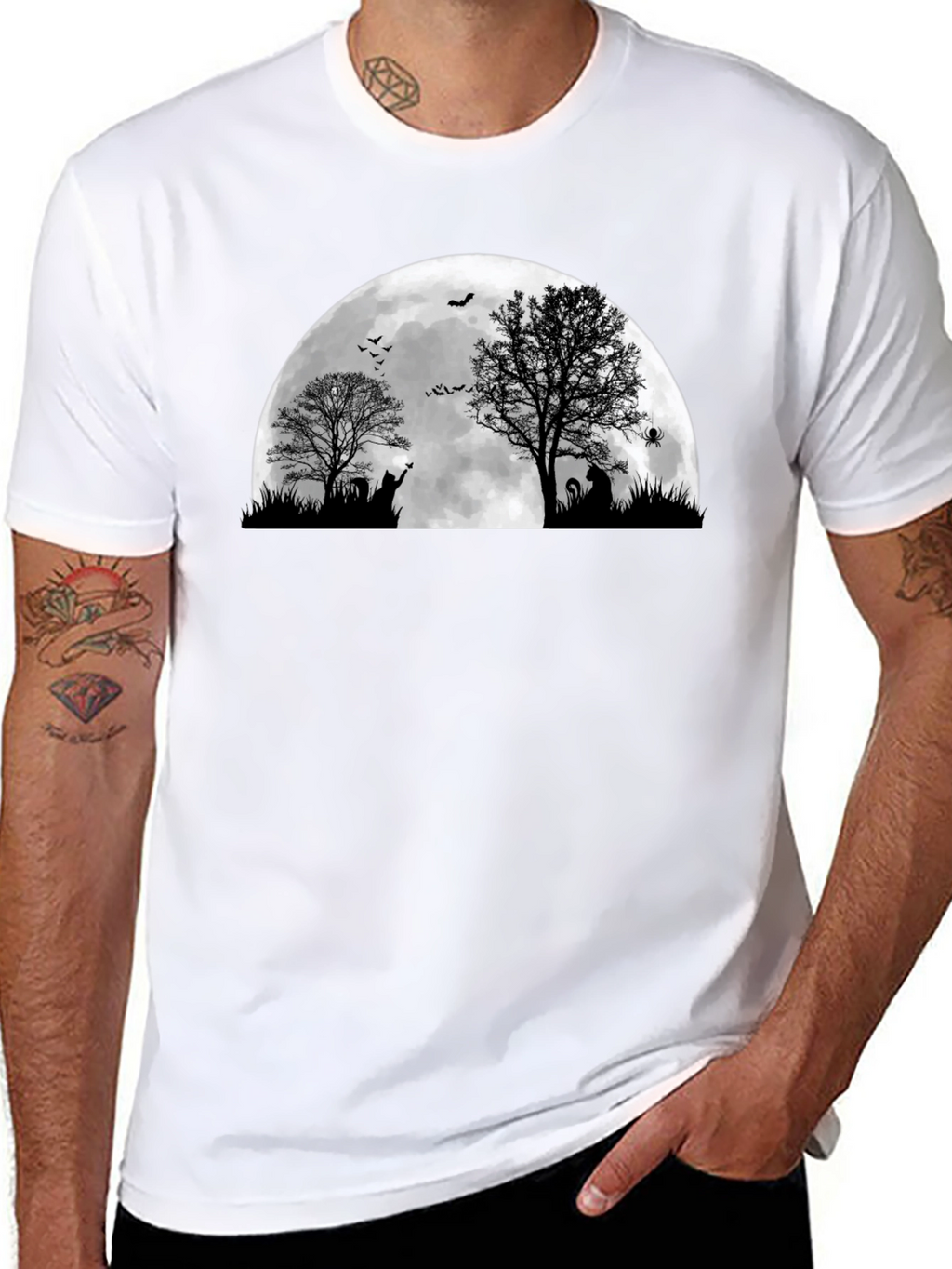 Halloween Moon Cat T-Shirt