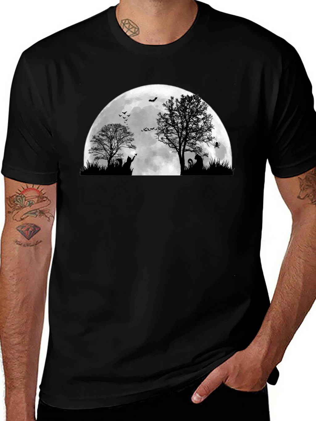 Halloween Moon Cat T-Shirt