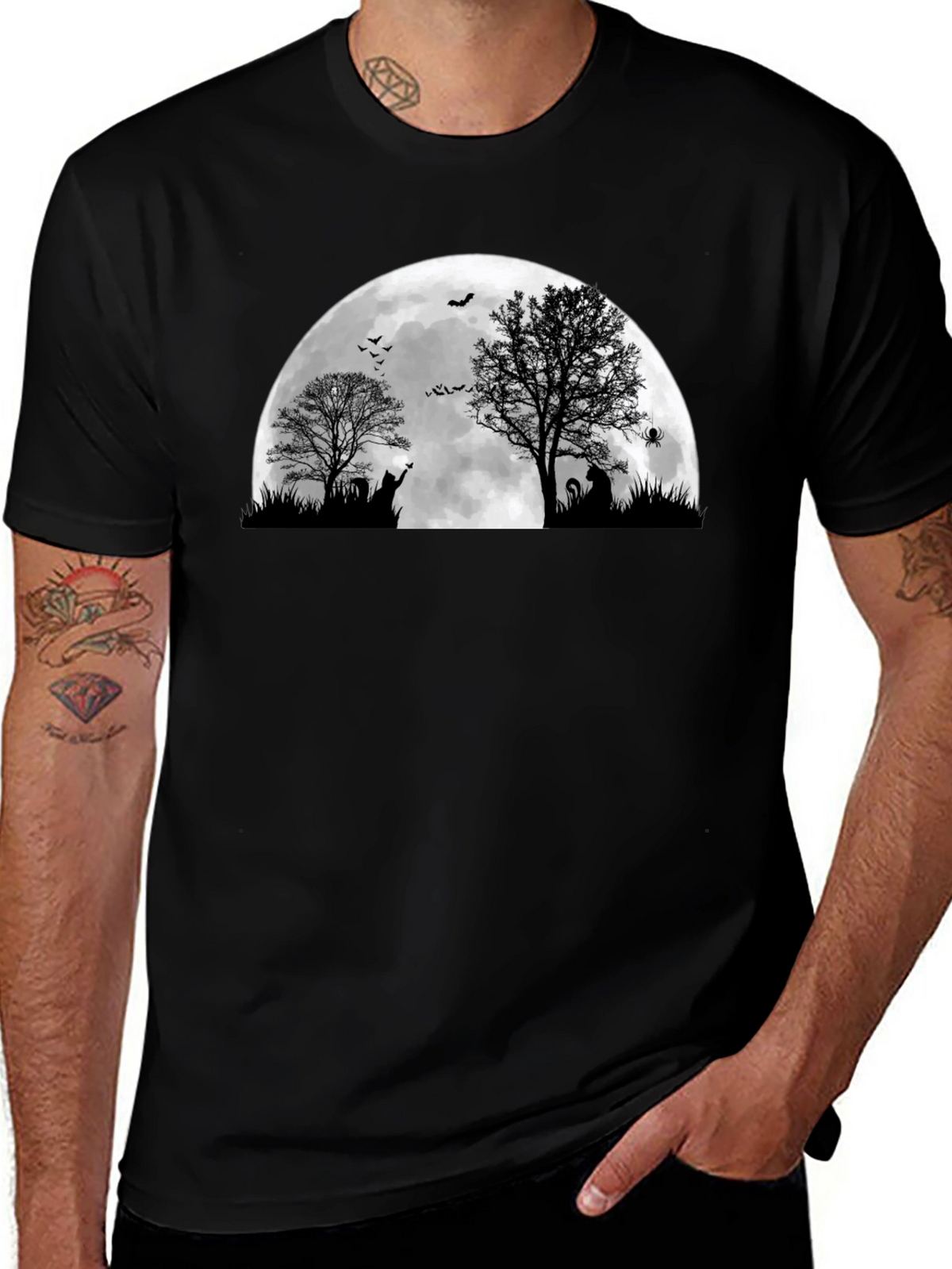Halloween Moon Cat T-Shirt