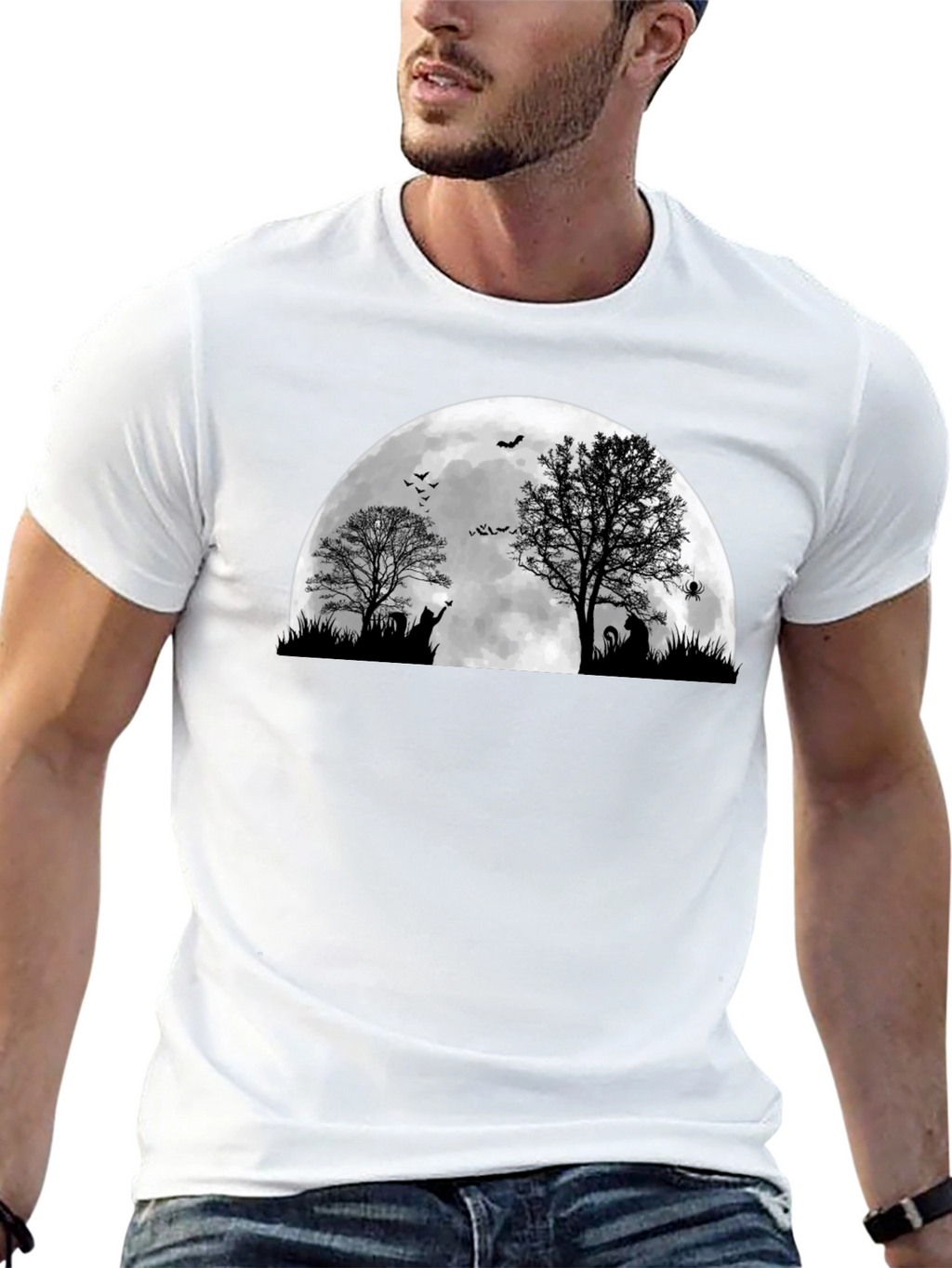Halloween Moon Cat T-Shirt