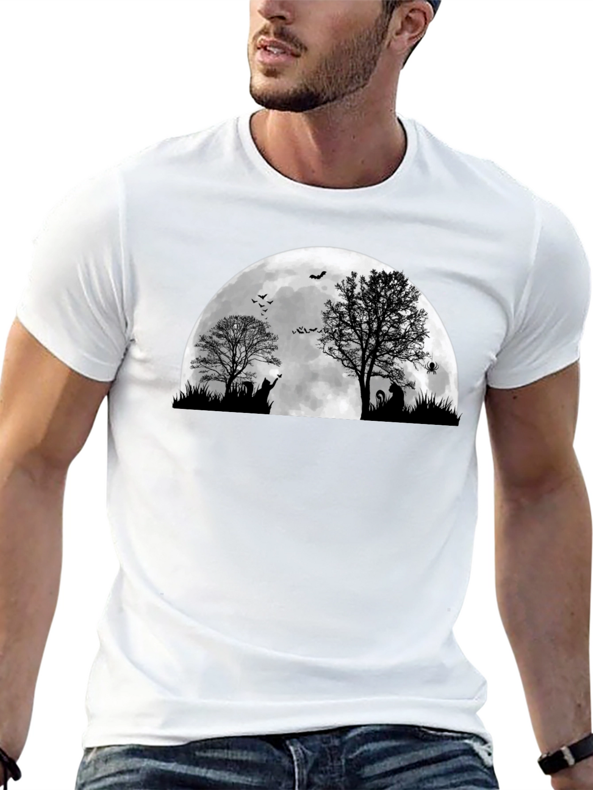 Halloween Moon Cat T-Shirt