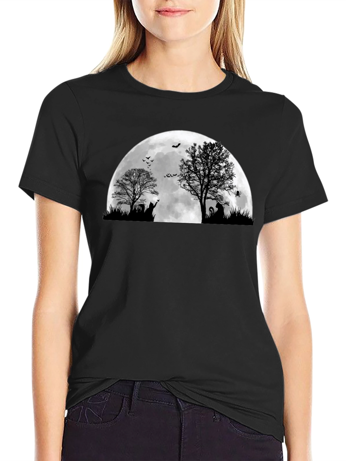 Halloween Moon Cat T-Shirt