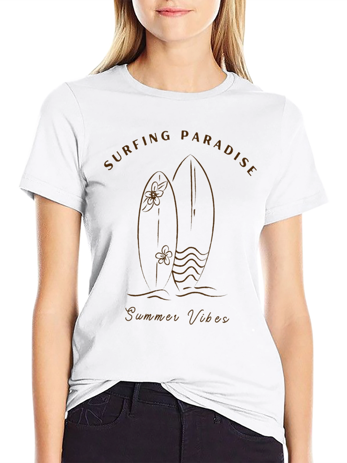 Surfing Paradise Black Graphic Tee