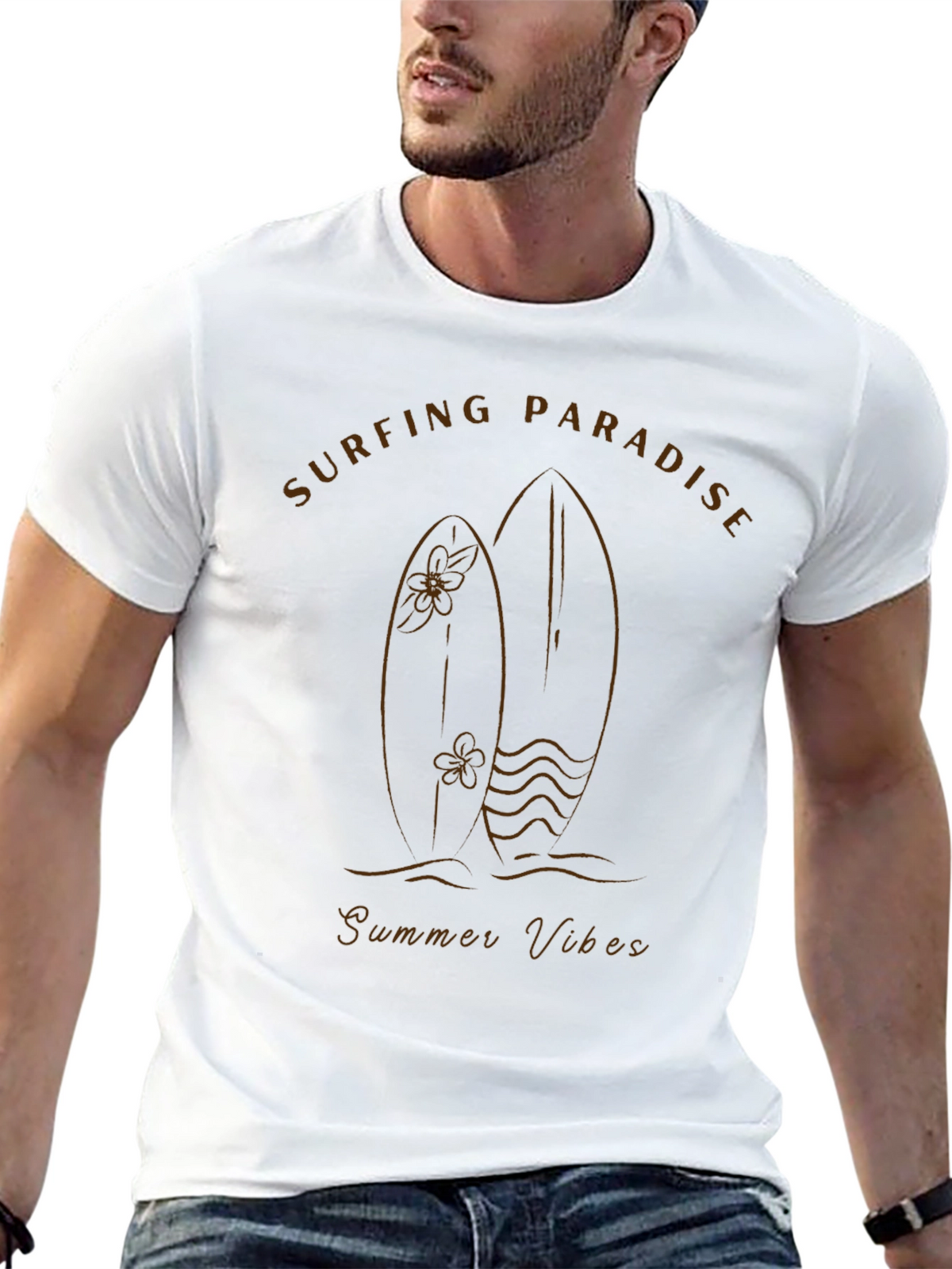 Surfing Paradise Black Graphic Tee