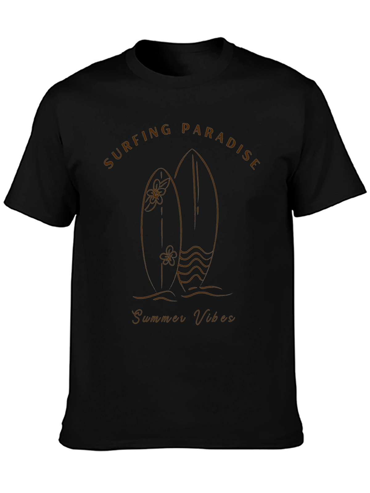 Surfing Paradise Black Graphic Tee