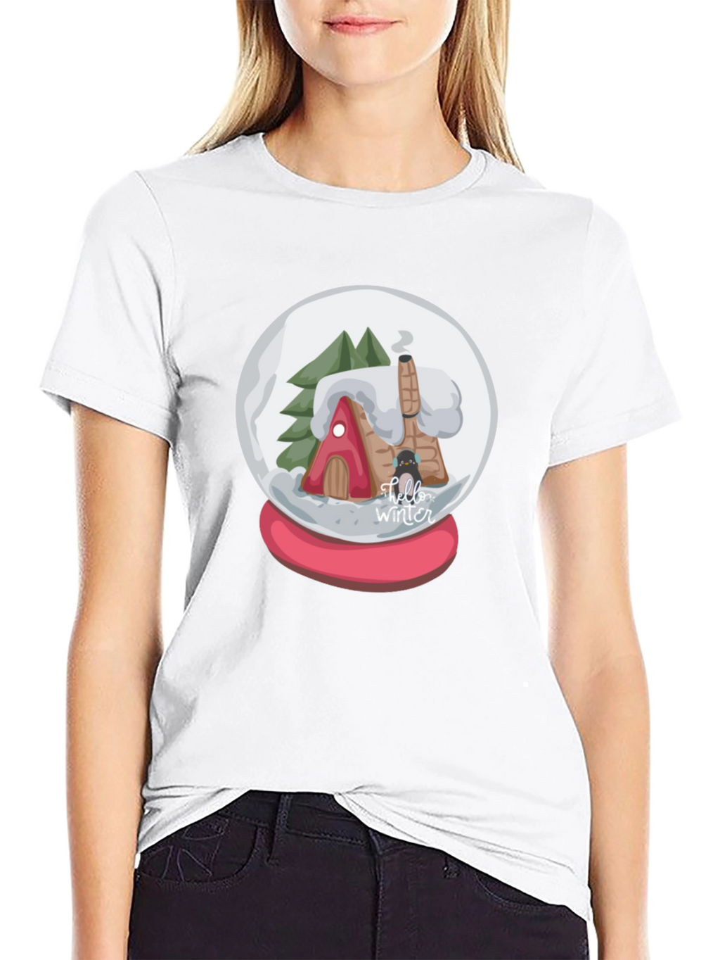 Winter Snow Globe Graphic Tee - Cozy Christmas Shirt