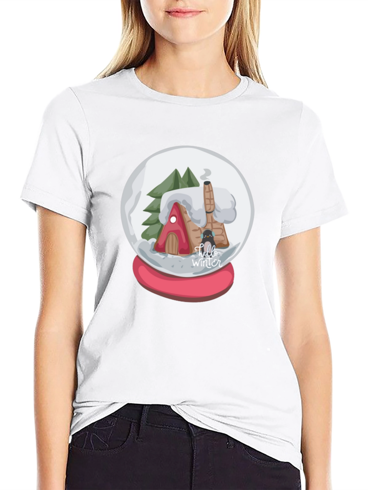 Winter Snow Globe Graphic Tee - Cozy Christmas Shirt