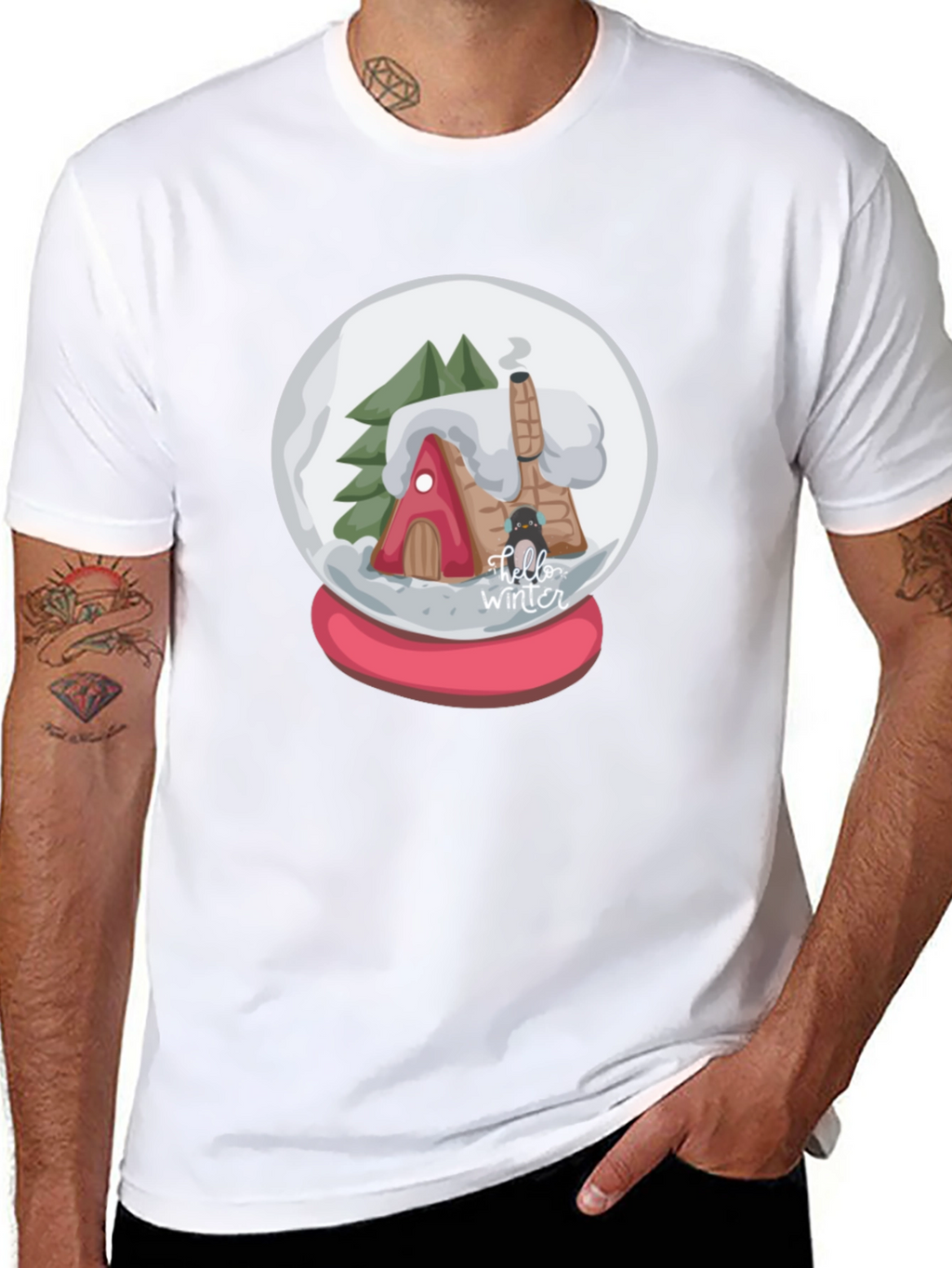 Winter Snow Globe Graphic Tee - Cozy Christmas Shirt