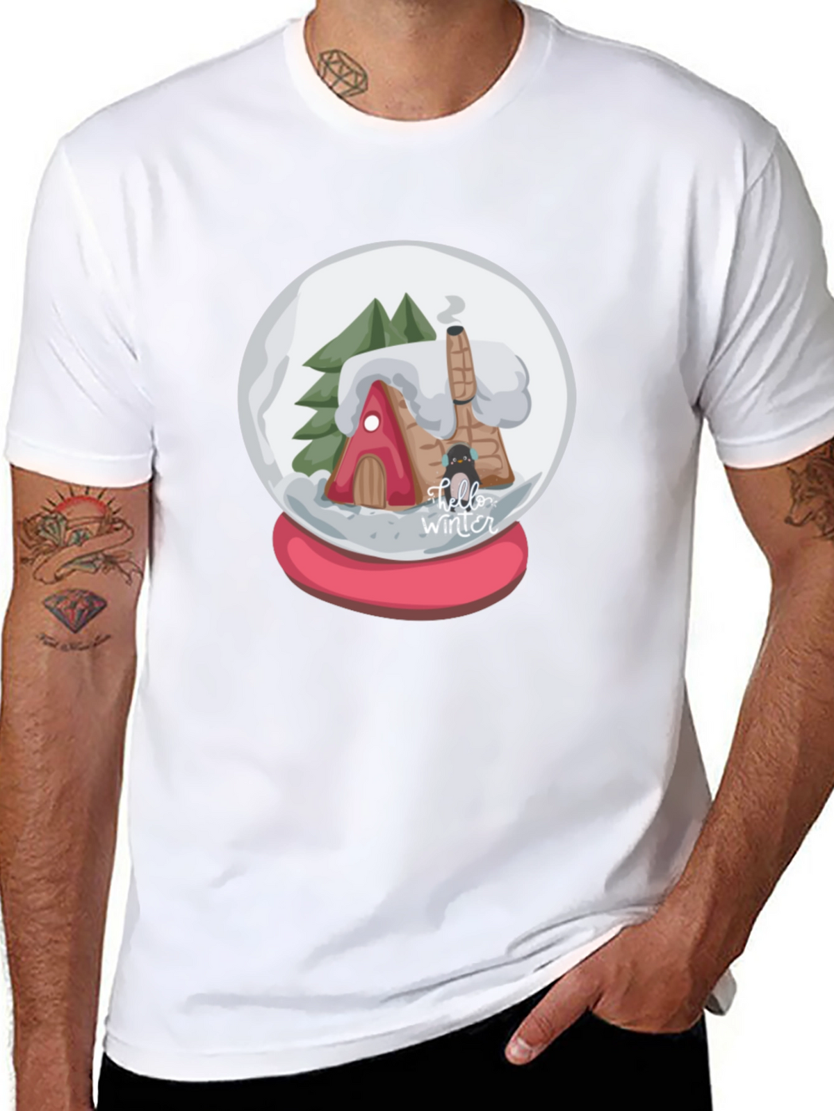 Winter Snow Globe Graphic Tee - Cozy Christmas Shirt