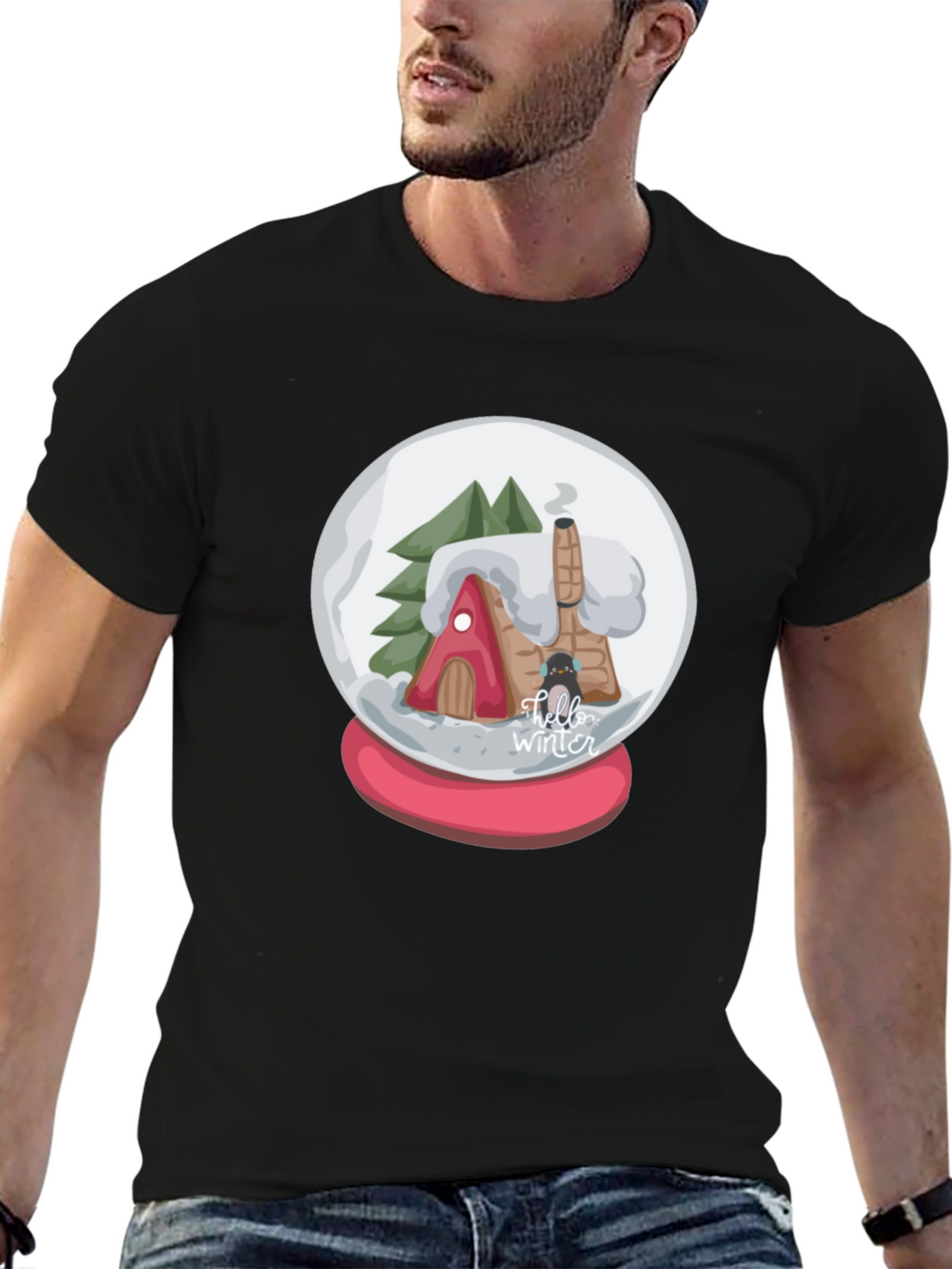 Winter Snow Globe Graphic Tee - Cozy Christmas Shirt