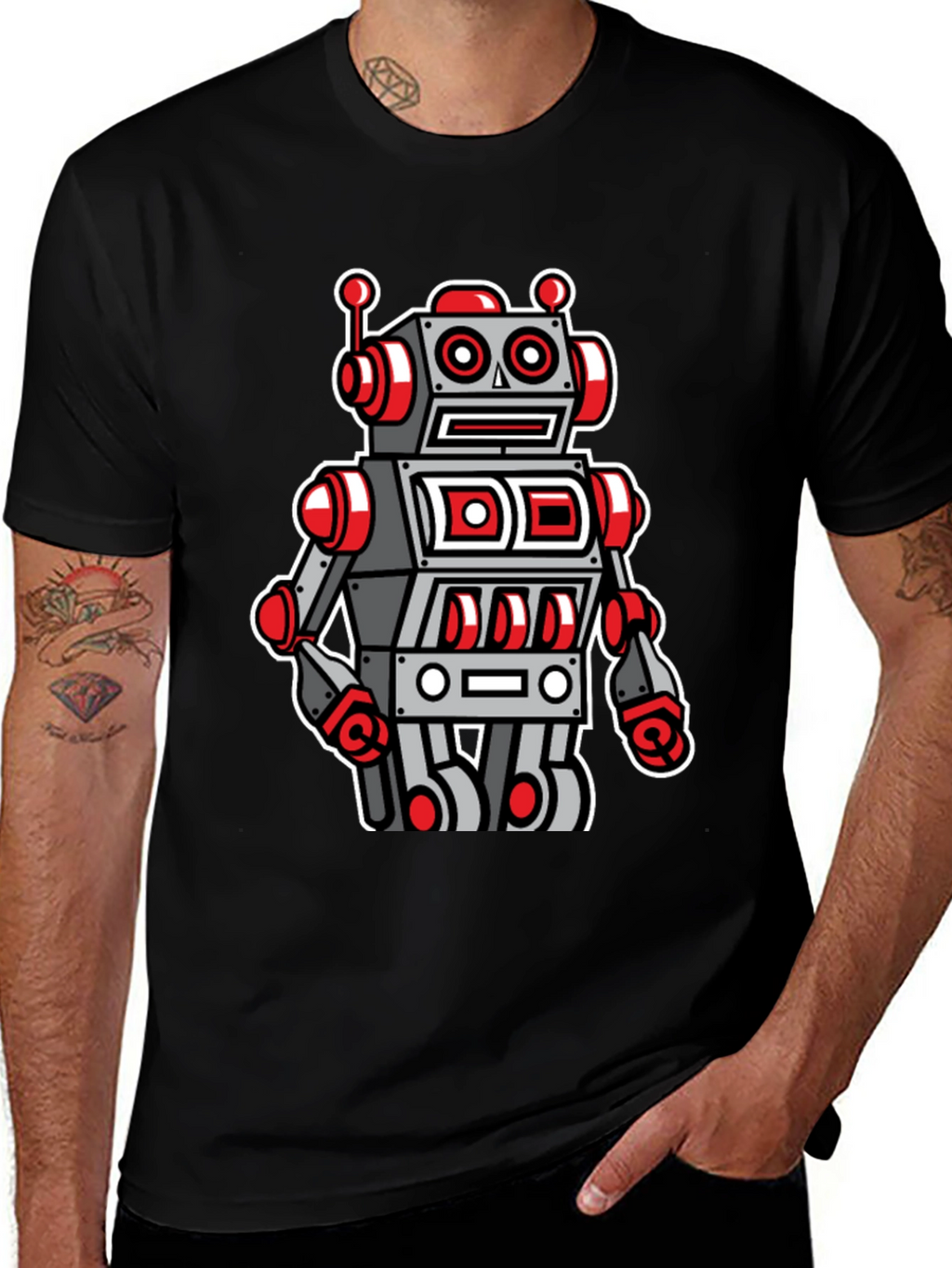Robot Graphic Tee - Cool Cartoon Style