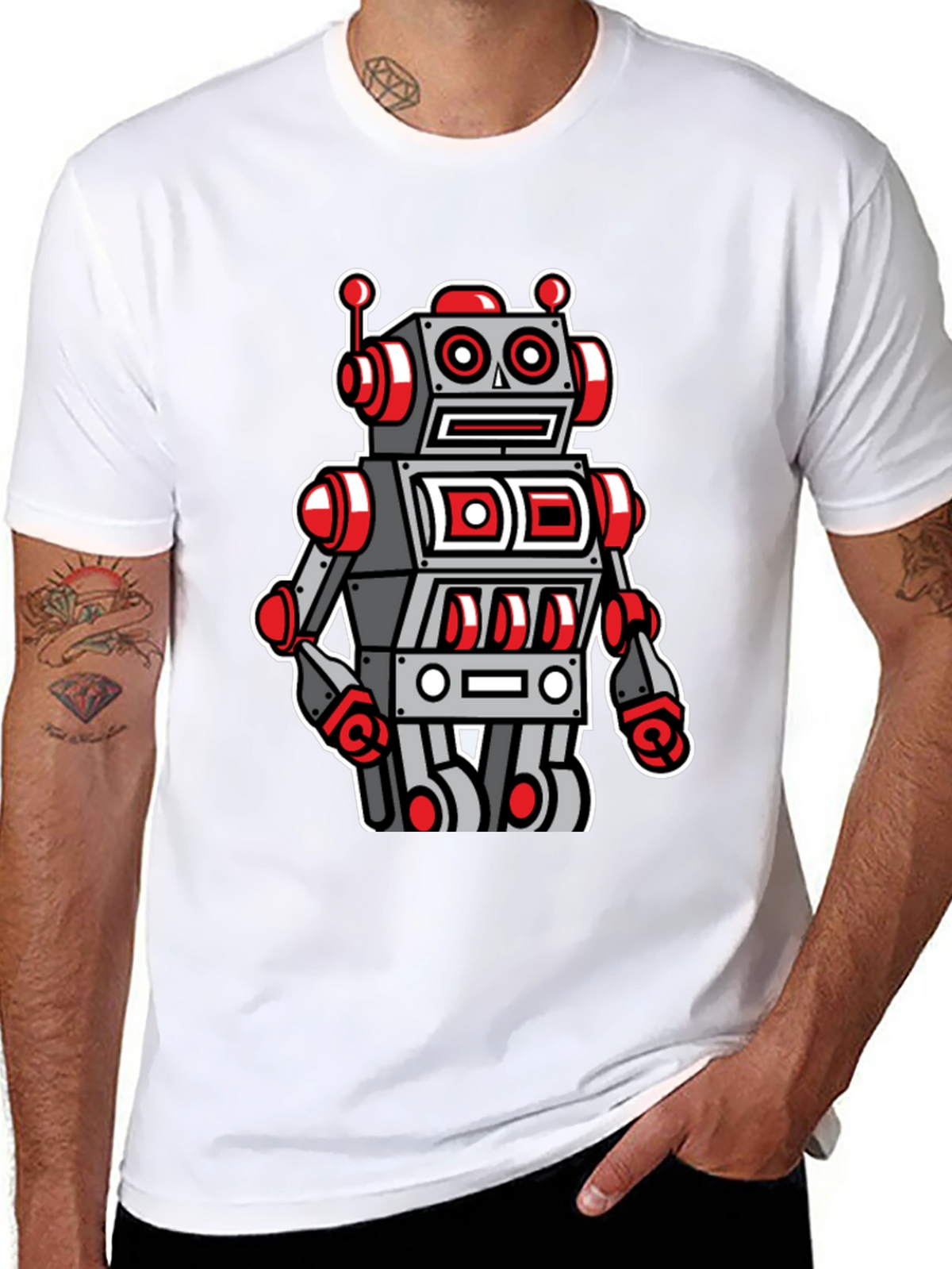 Robot Graphic Tee - Cool Cartoon Style