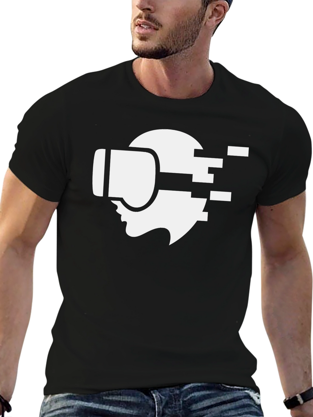VR Headset Graphic Tee - Black Cotton T-Shirt