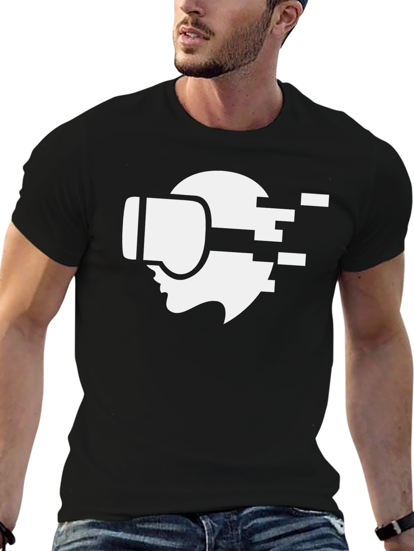 VR Headset Graphic Tee - Black Cotton T-Shirt