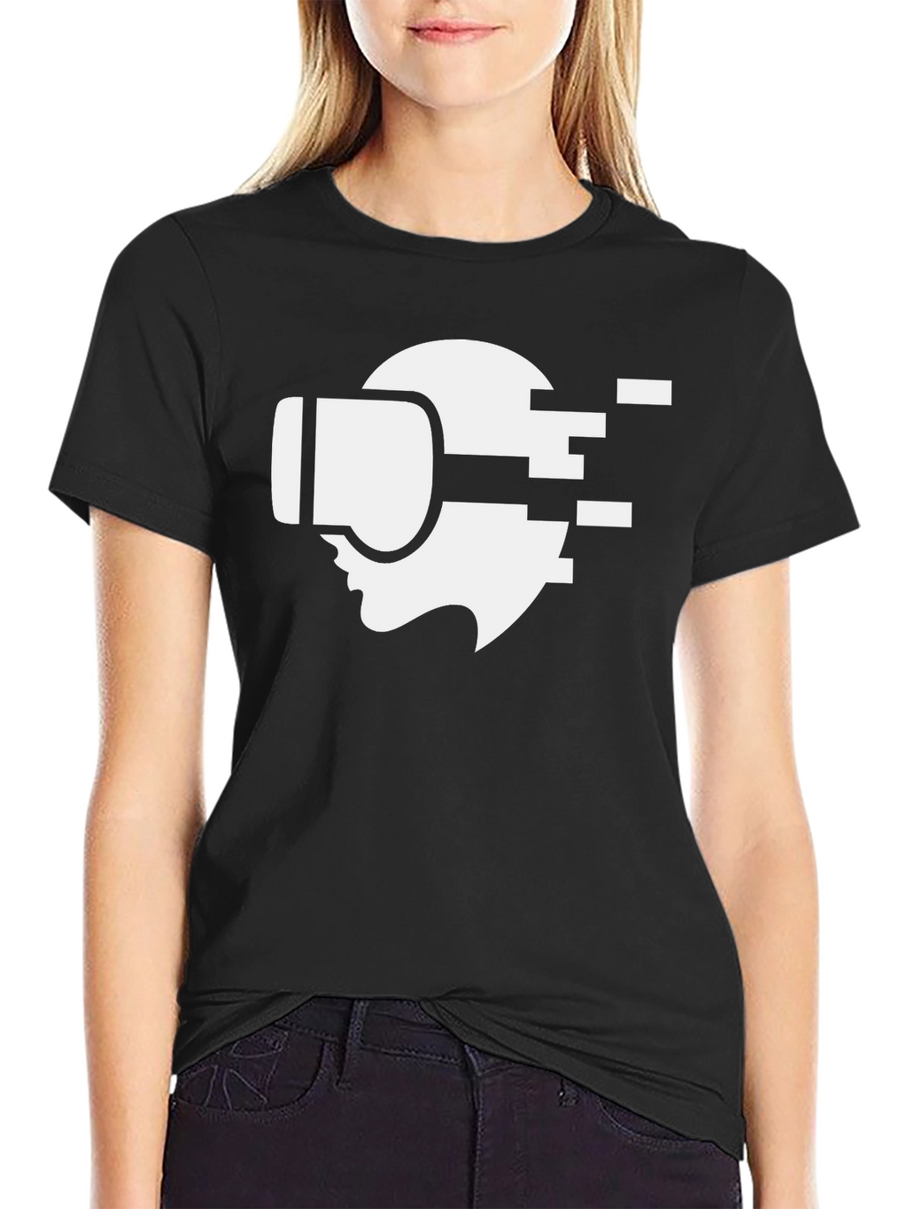 VR Headset Graphic Tee - Black Cotton T-Shirt