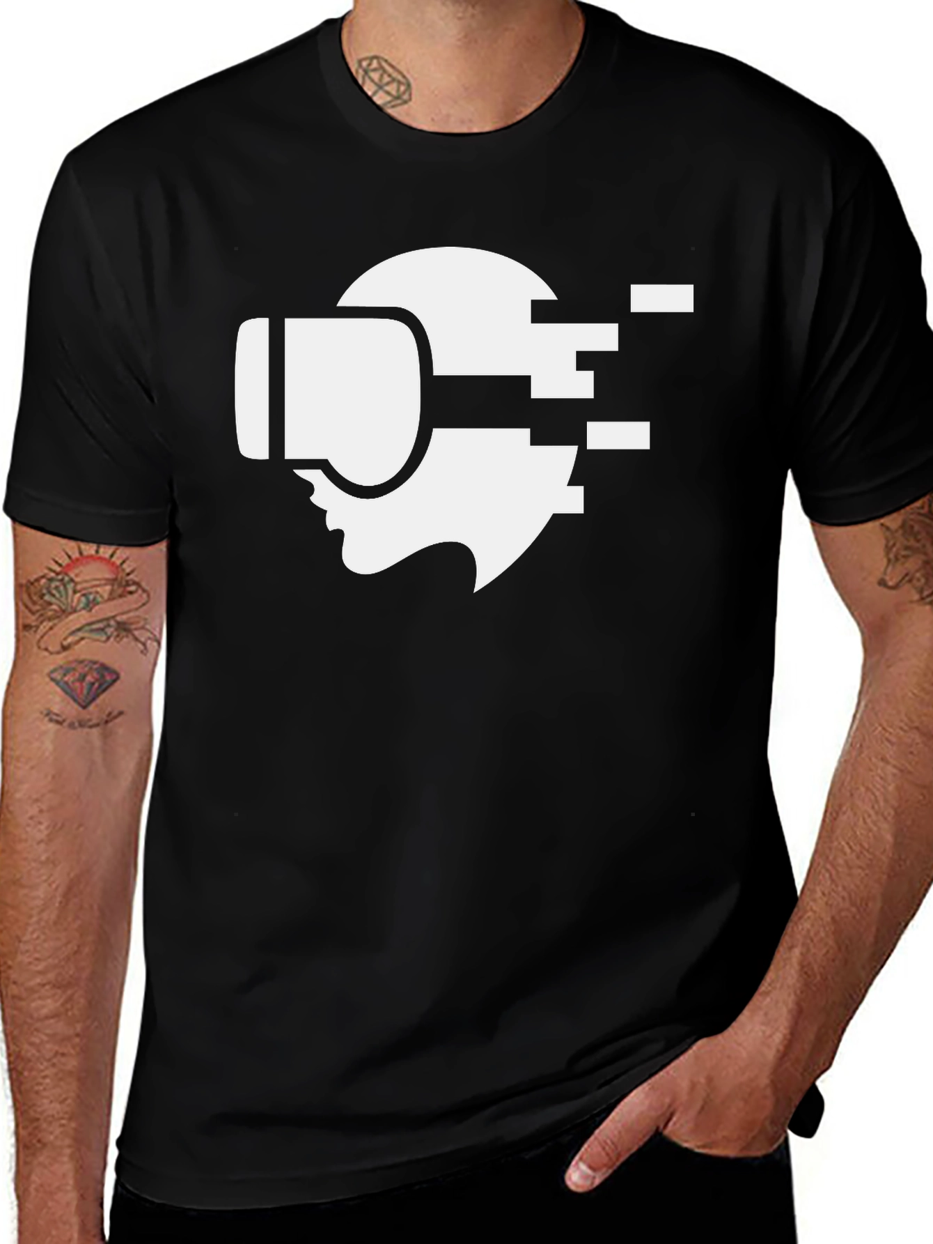 VR Headset Graphic Tee - Black Cotton T-Shirt