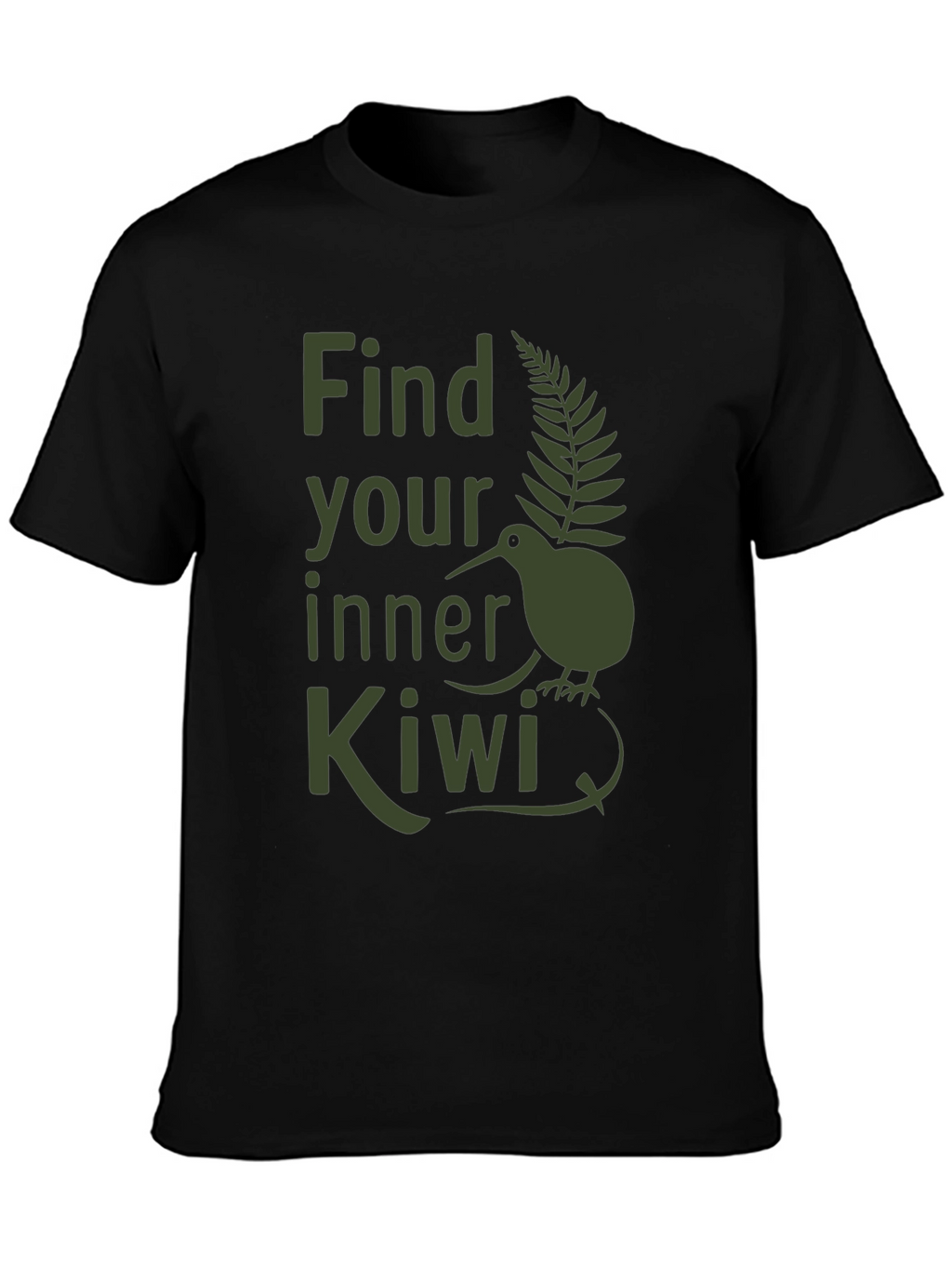 Find Your Inner Kiwi T-Shirt - Olive Green Print