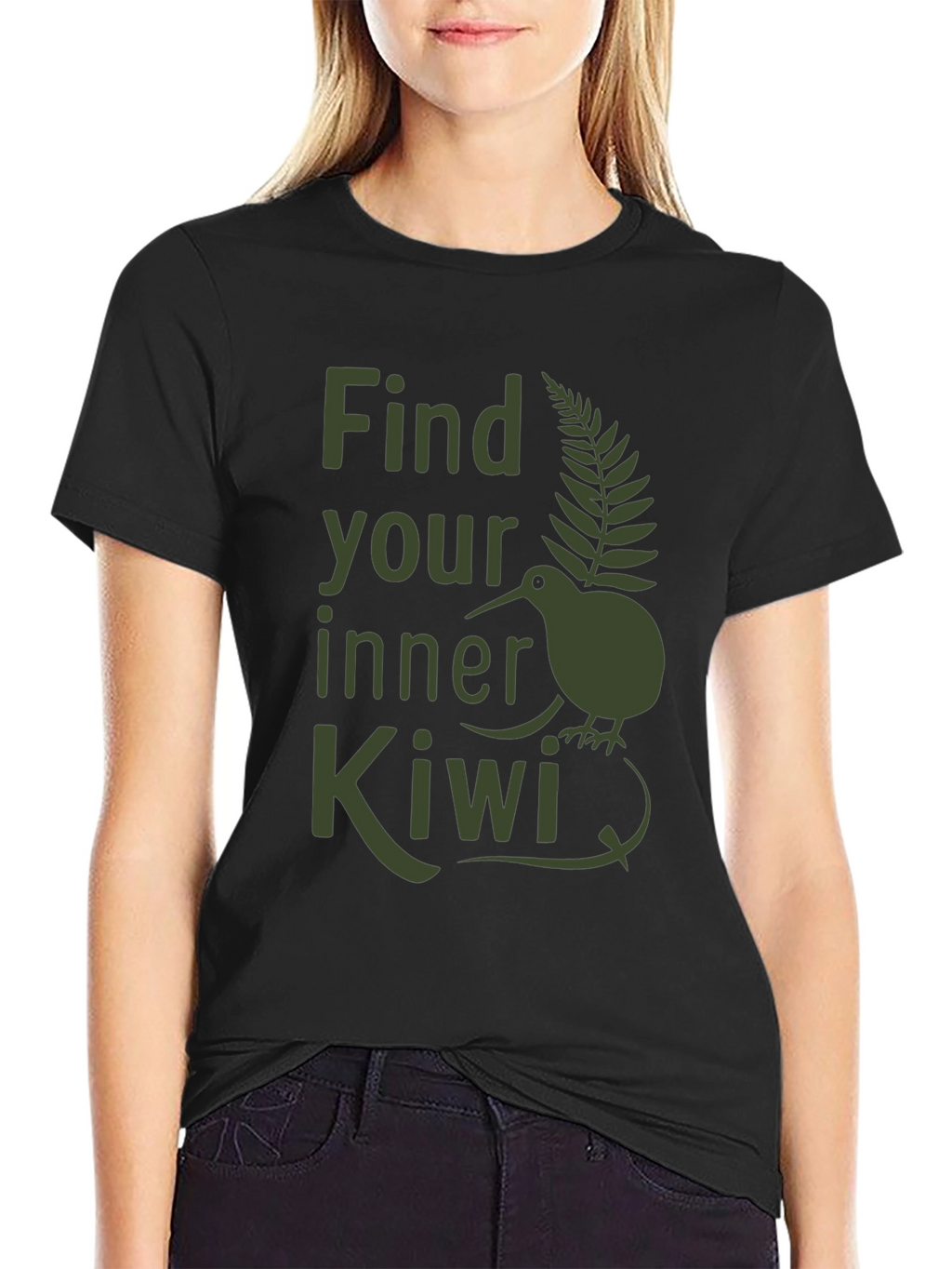 Find Your Inner Kiwi T-Shirt - Olive Green Print