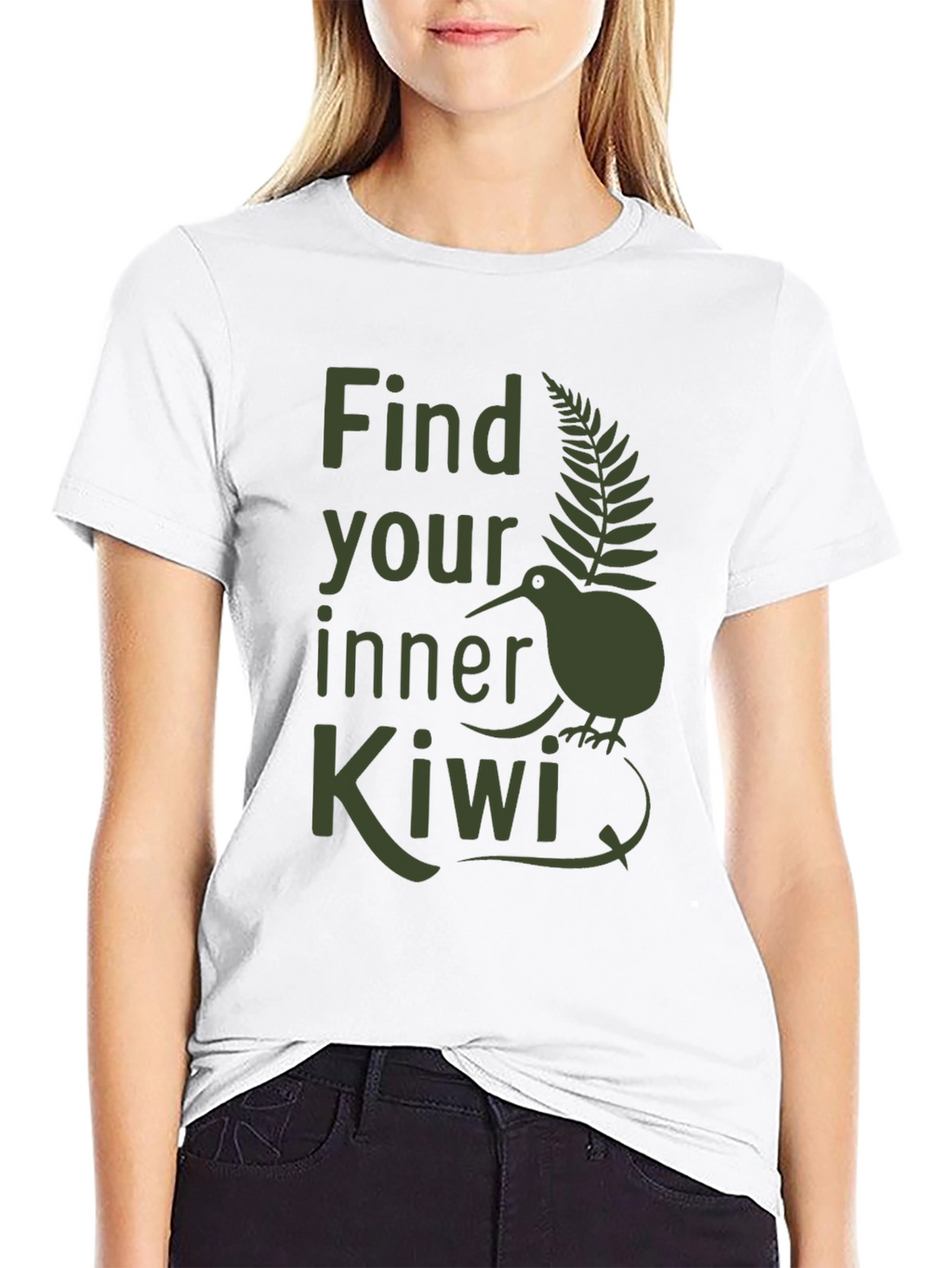 Find Your Inner Kiwi T-Shirt - Olive Green Print