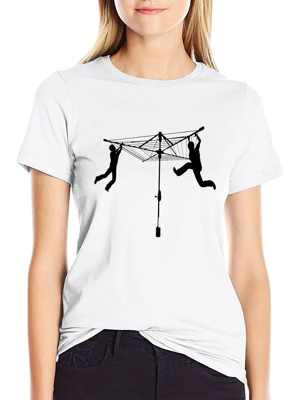 Novelty Clothesline T-Shirt - Black Cotton Tee