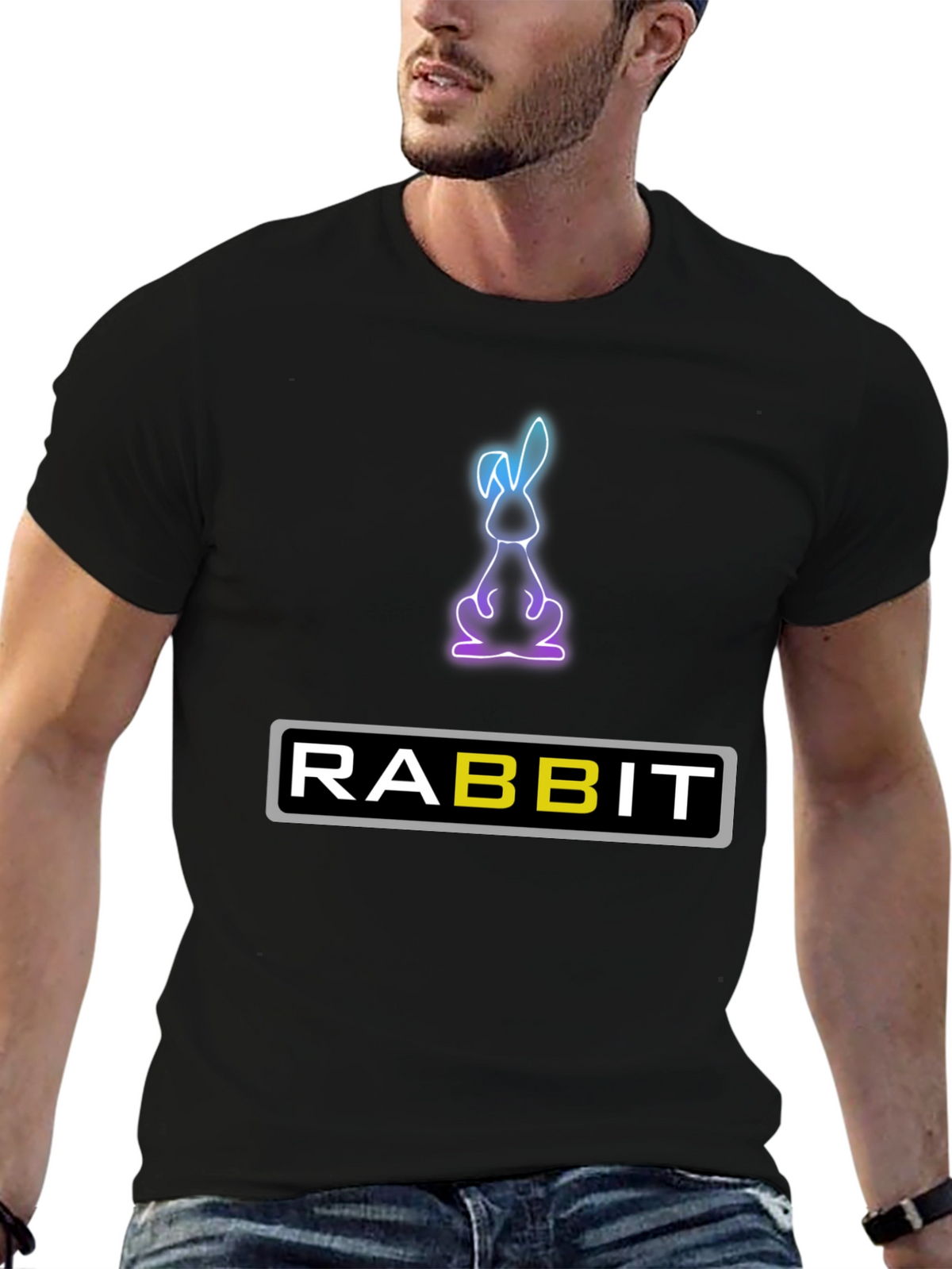 Rabbit Neon Graphic T-Shirt - Soft Cotton Blend