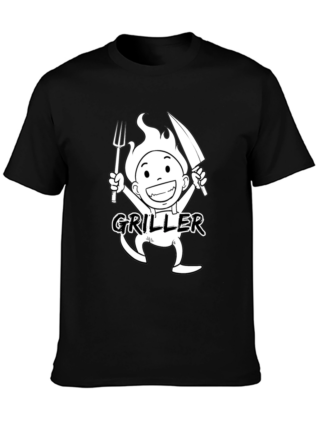 Griller Cartoon Graphic Black T-Shirt