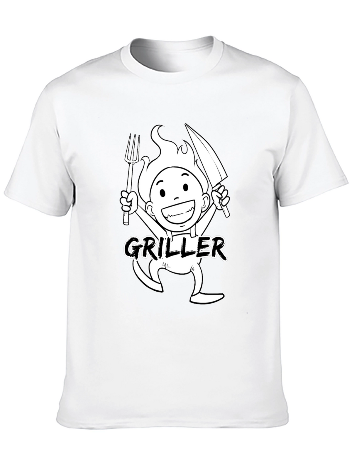 Griller Cartoon Graphic Black T-Shirt