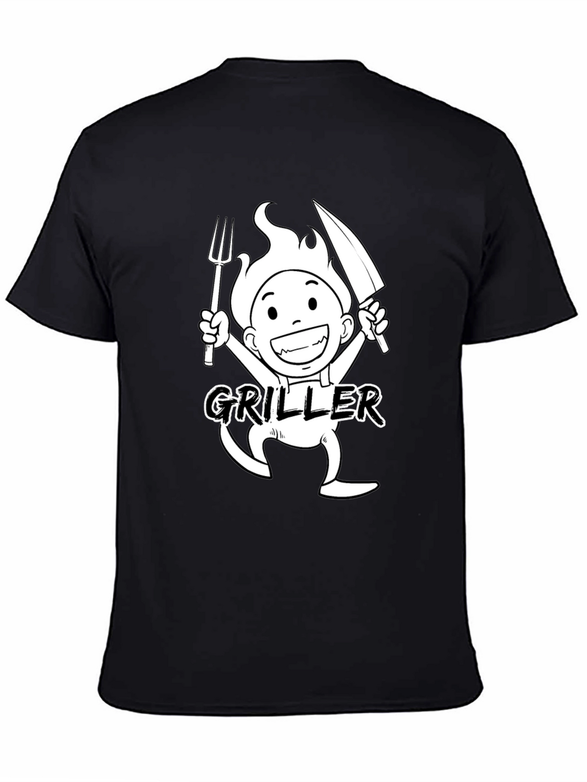 Griller Cartoon Graphic Black T-Shirt