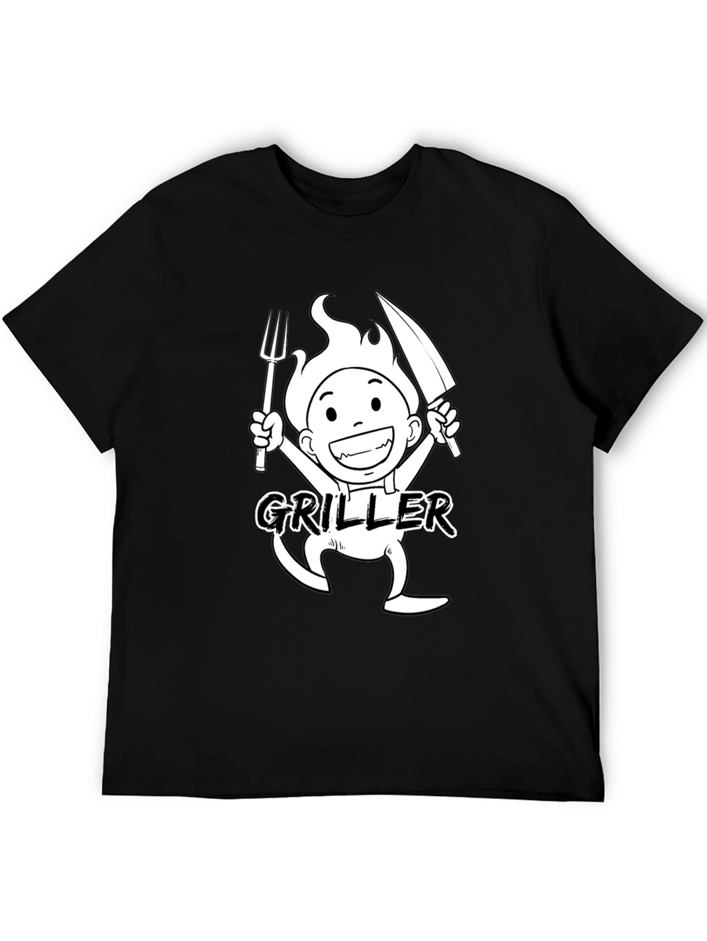 Griller Cartoon Graphic Black T-Shirt