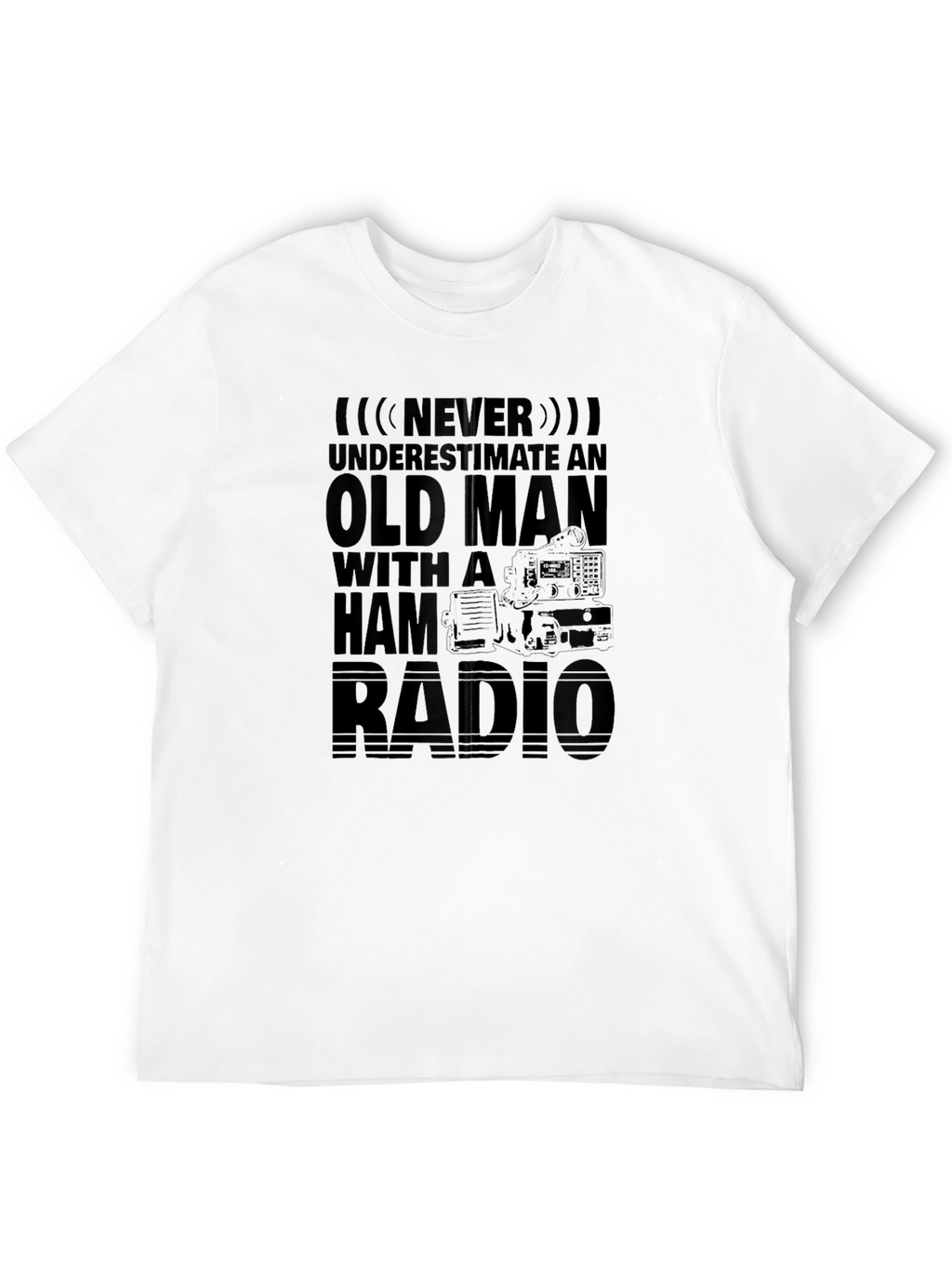 Old Man Ham Radio Black T-Shirt