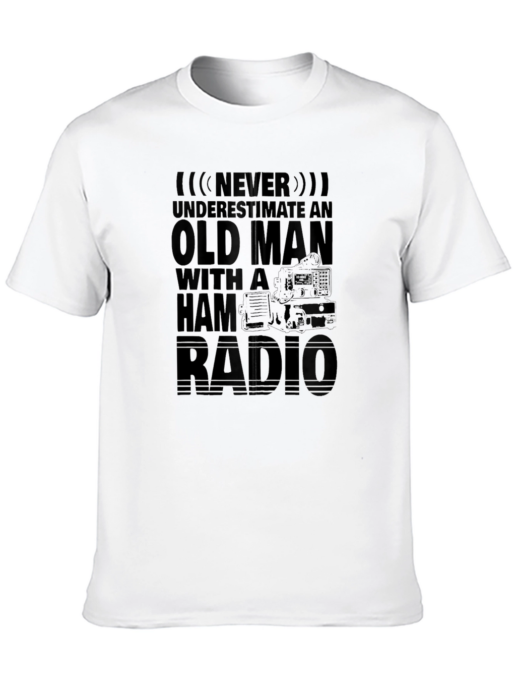 Old Man Ham Radio Black T-Shirt