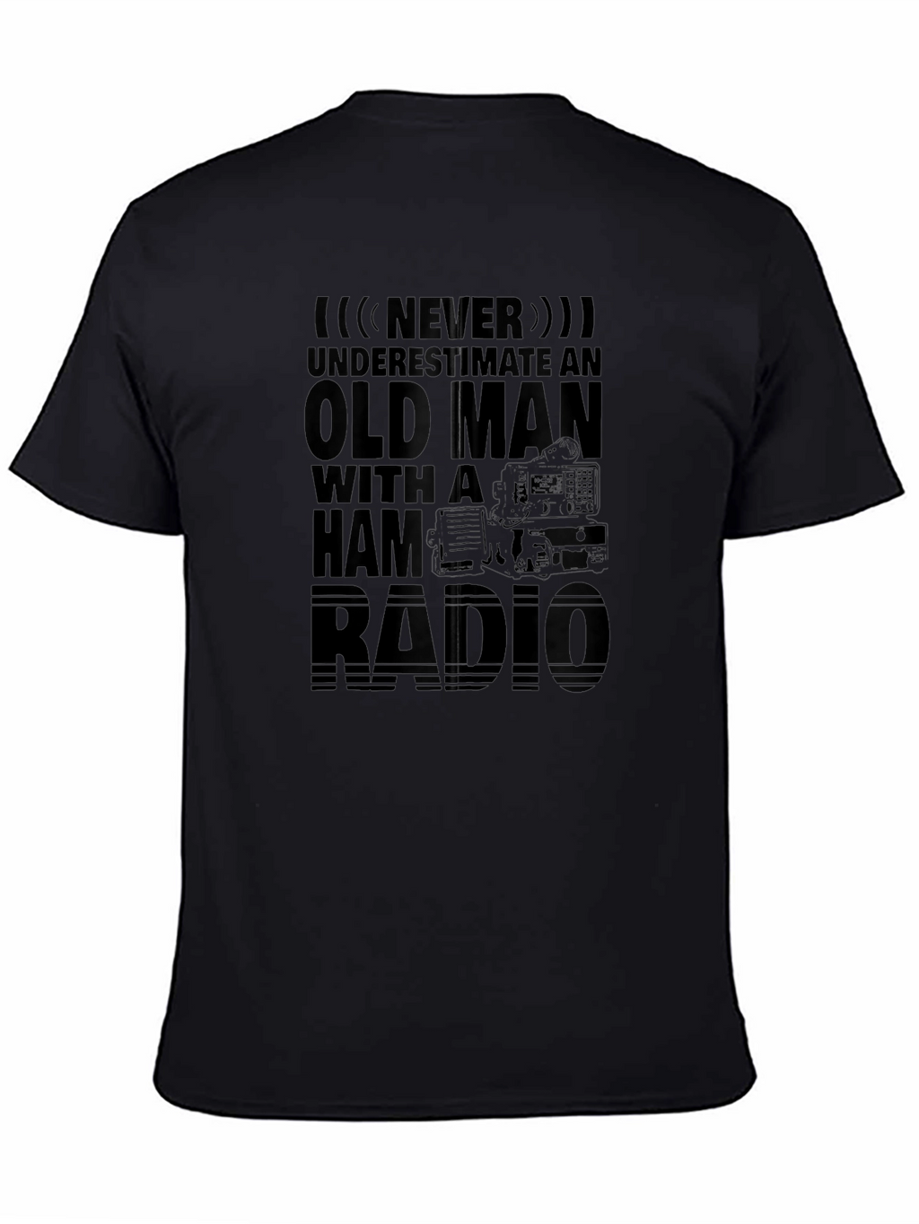 Old Man Ham Radio Black T-Shirt