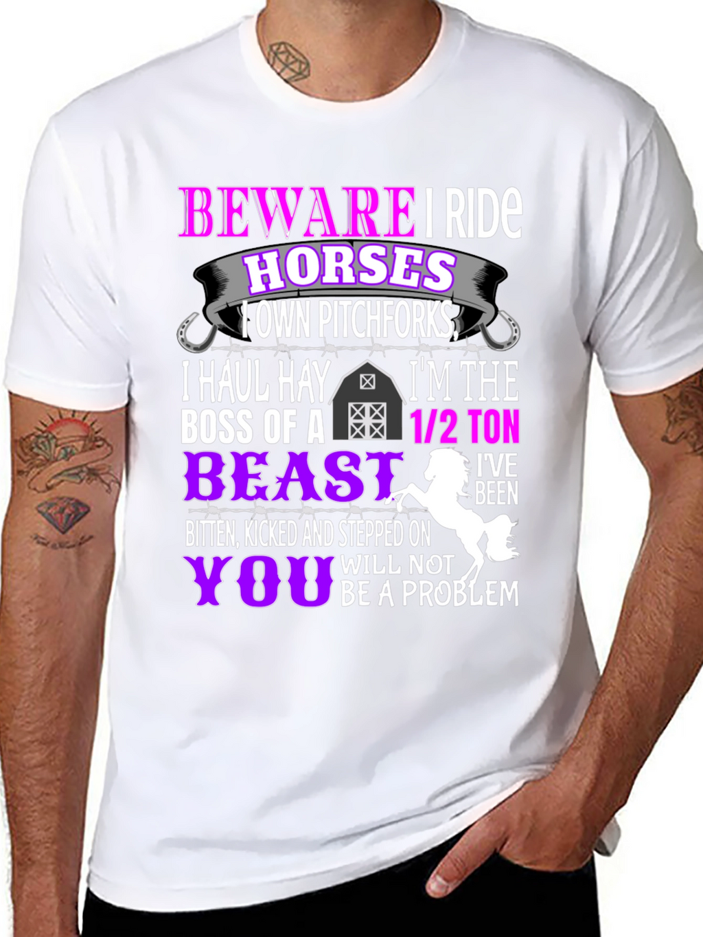 Beware I Ride Horses T-Shirt