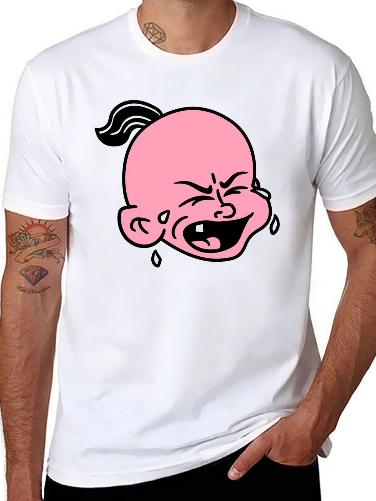 Cartoon Crying Baby T-Shirt - Black Graphic Tee