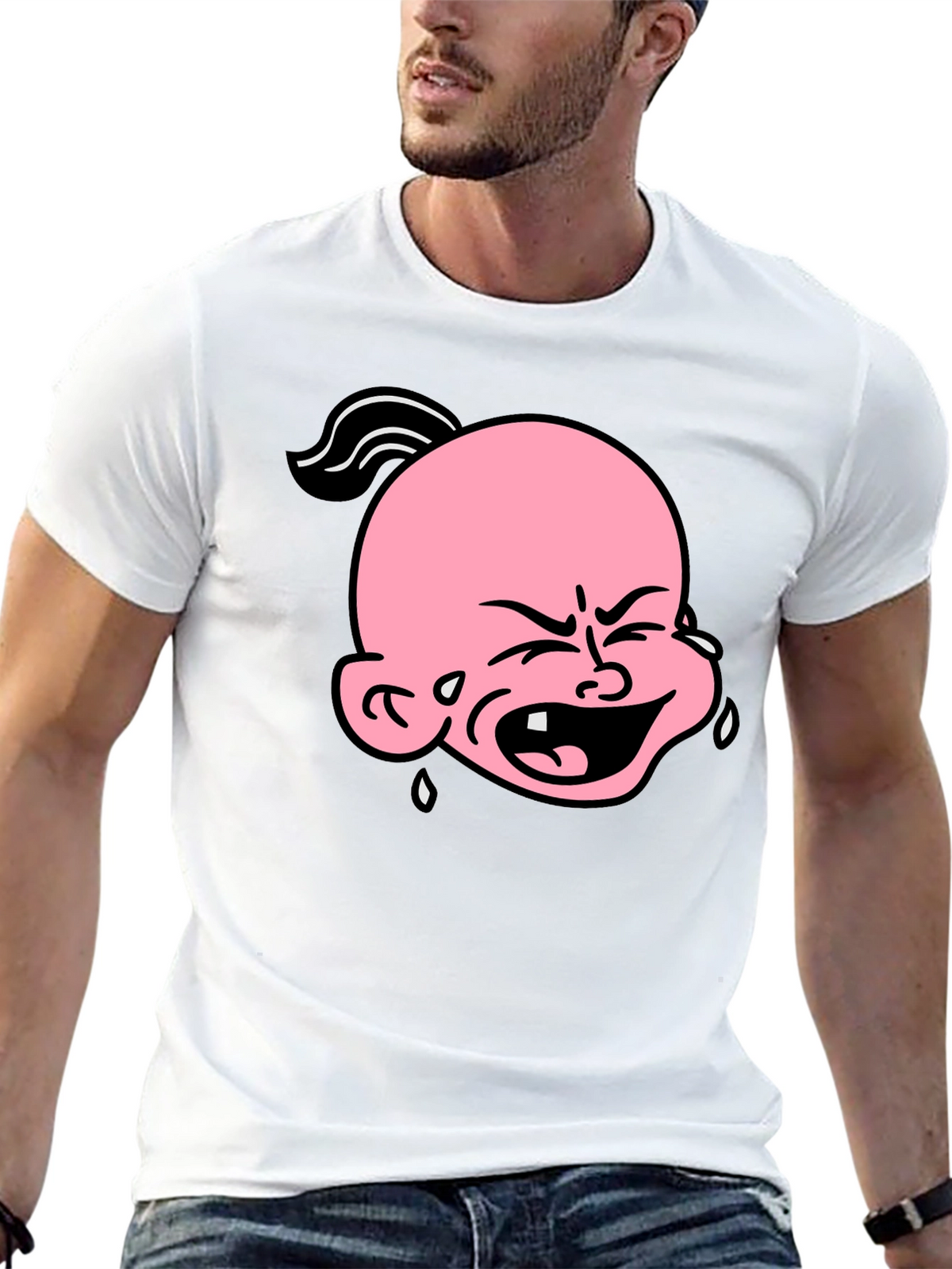 Cartoon Crying Baby T-Shirt - Black Graphic Tee