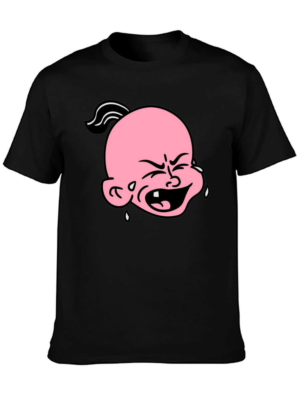 Cartoon Crying Baby T-Shirt - Black Graphic Tee