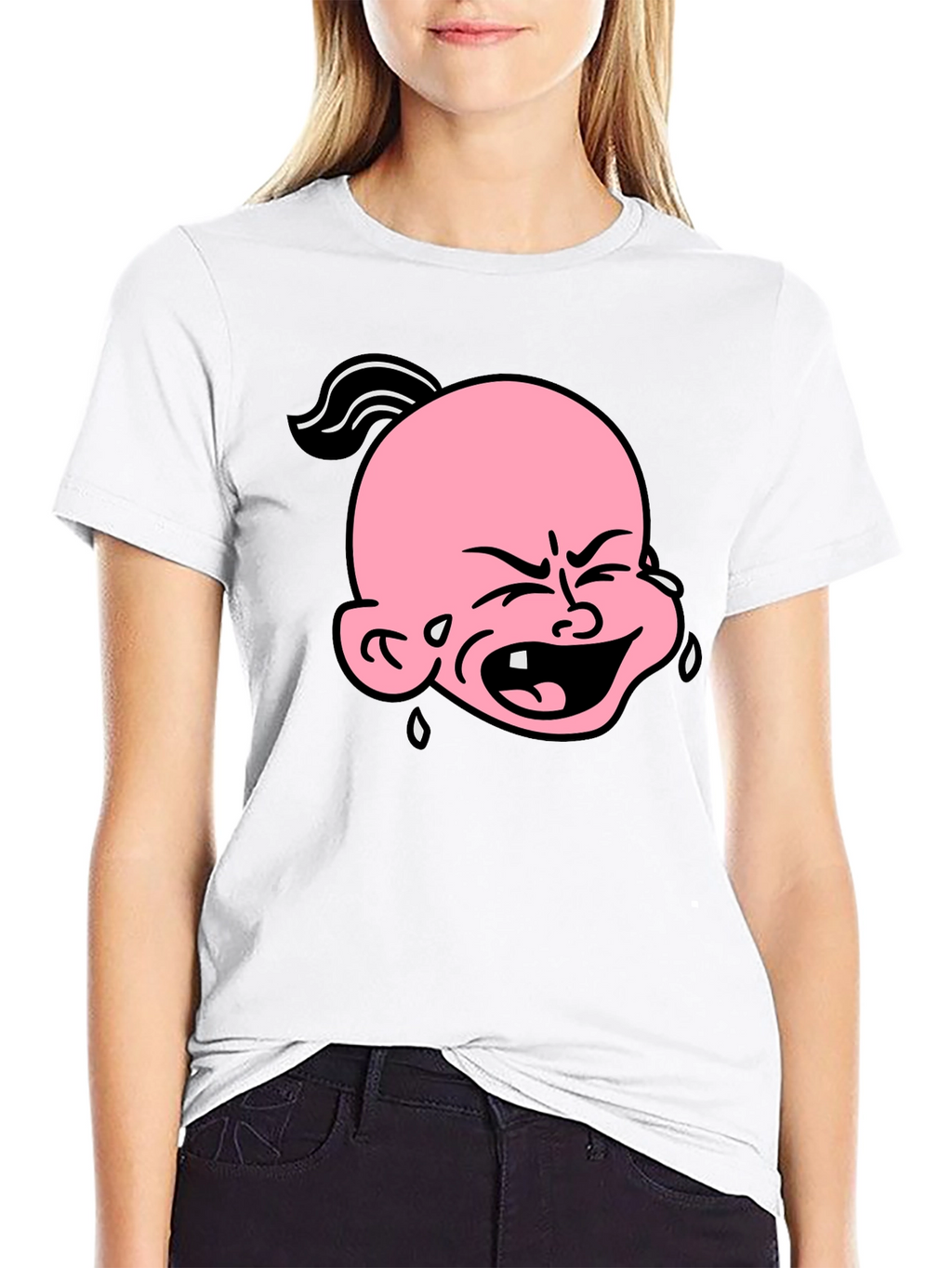 Cartoon Crying Baby T-Shirt - Black Graphic Tee
