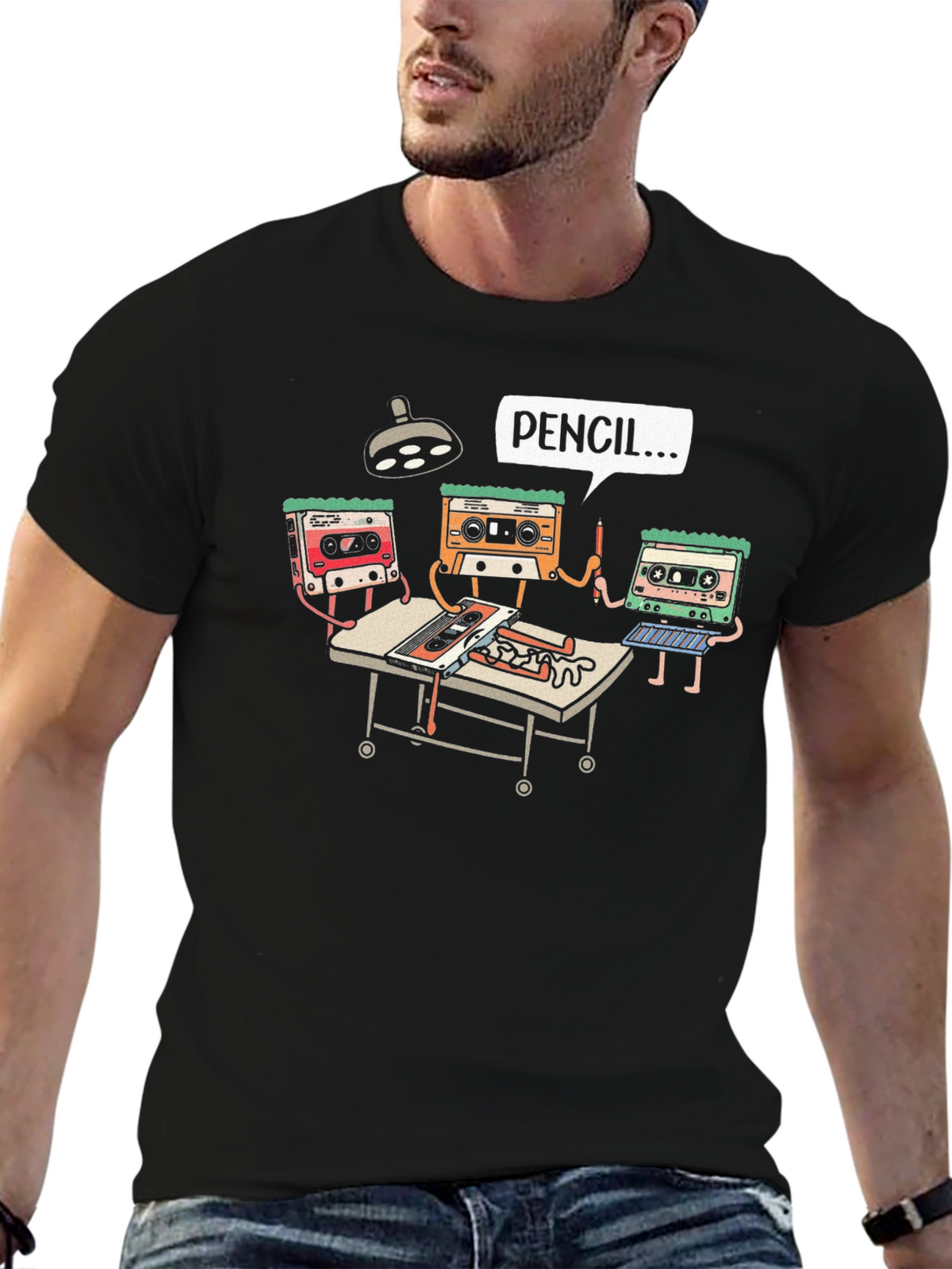 Retro Tape Surgery T-Shirt - Black Graphic Tee
