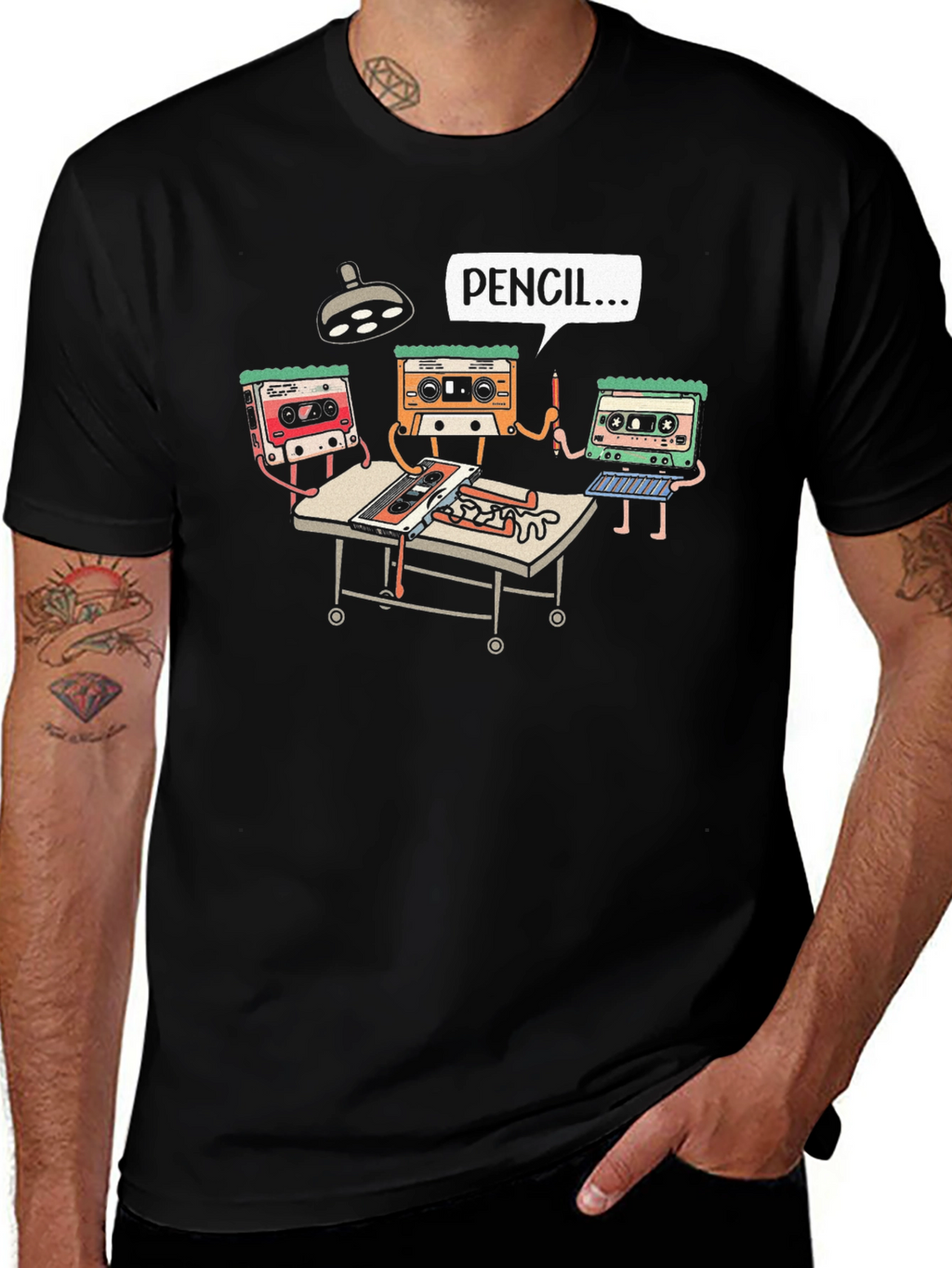 Retro Tape Surgery T-Shirt - Black Graphic Tee