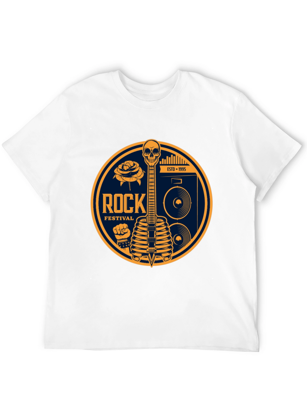 Rock Festival Skeleton Guitar Graphic Tee