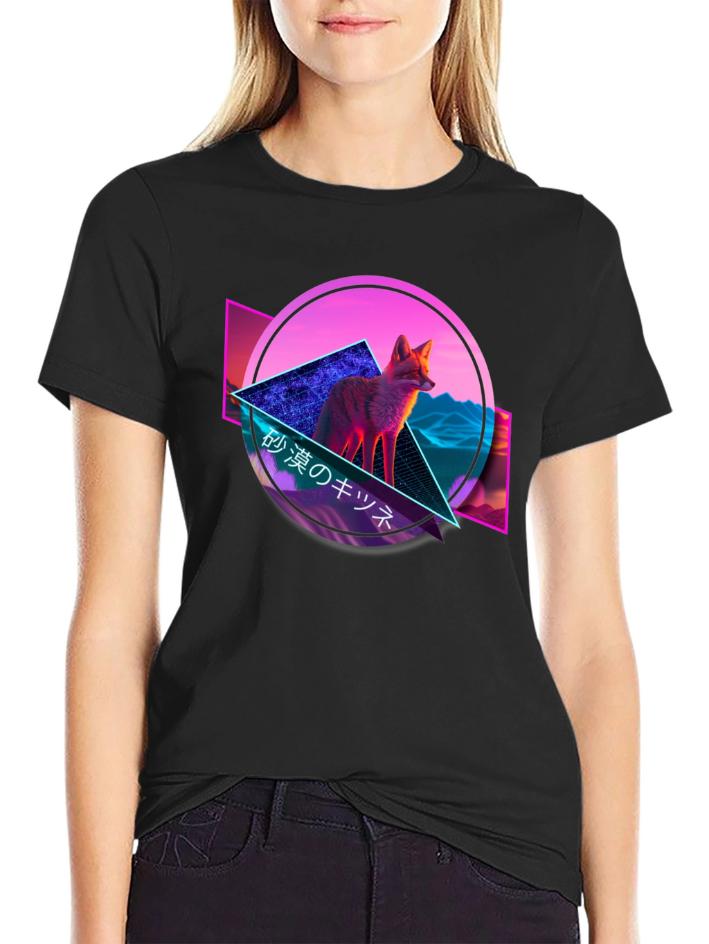 Cyberpunk Fox Graphic Tee - Cool Neon Design