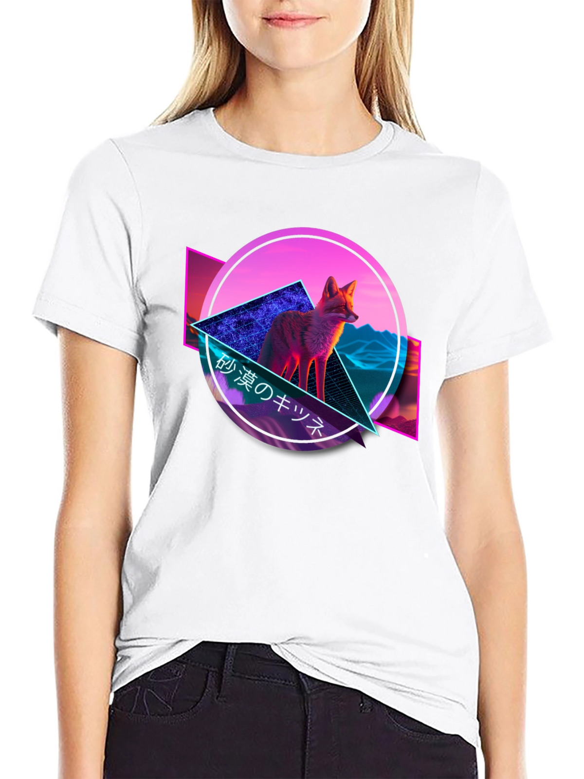 Cyberpunk Fox Graphic Tee - Cool Neon Design
