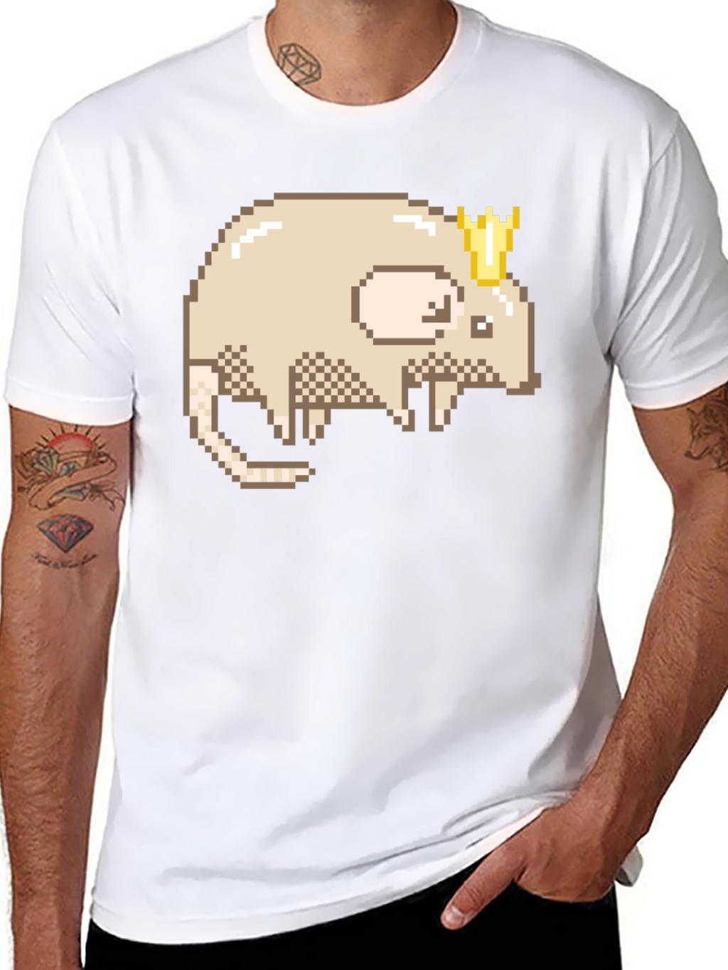 Pixel Rat King Graphic Tee - Black Casual Shirt