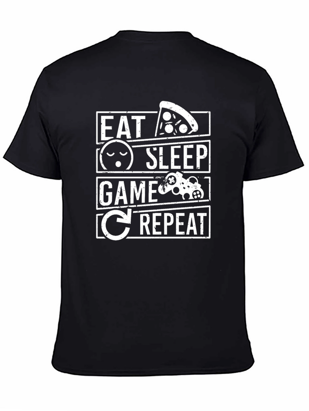 Eat Sleep Game Repeat Black Graphic T-Shirt