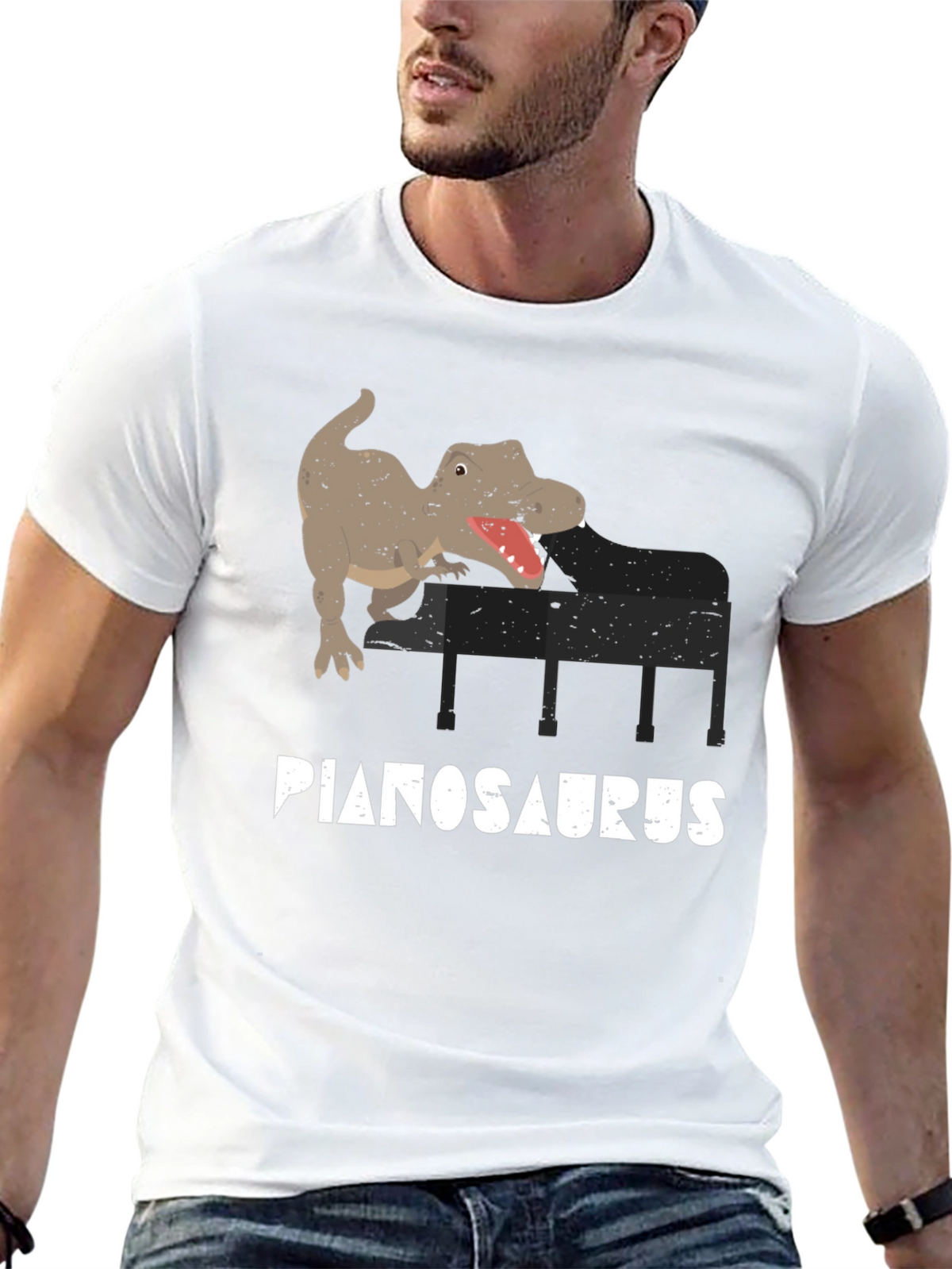 Pianosaurus T-Shirt - Dino Piano Player Tee