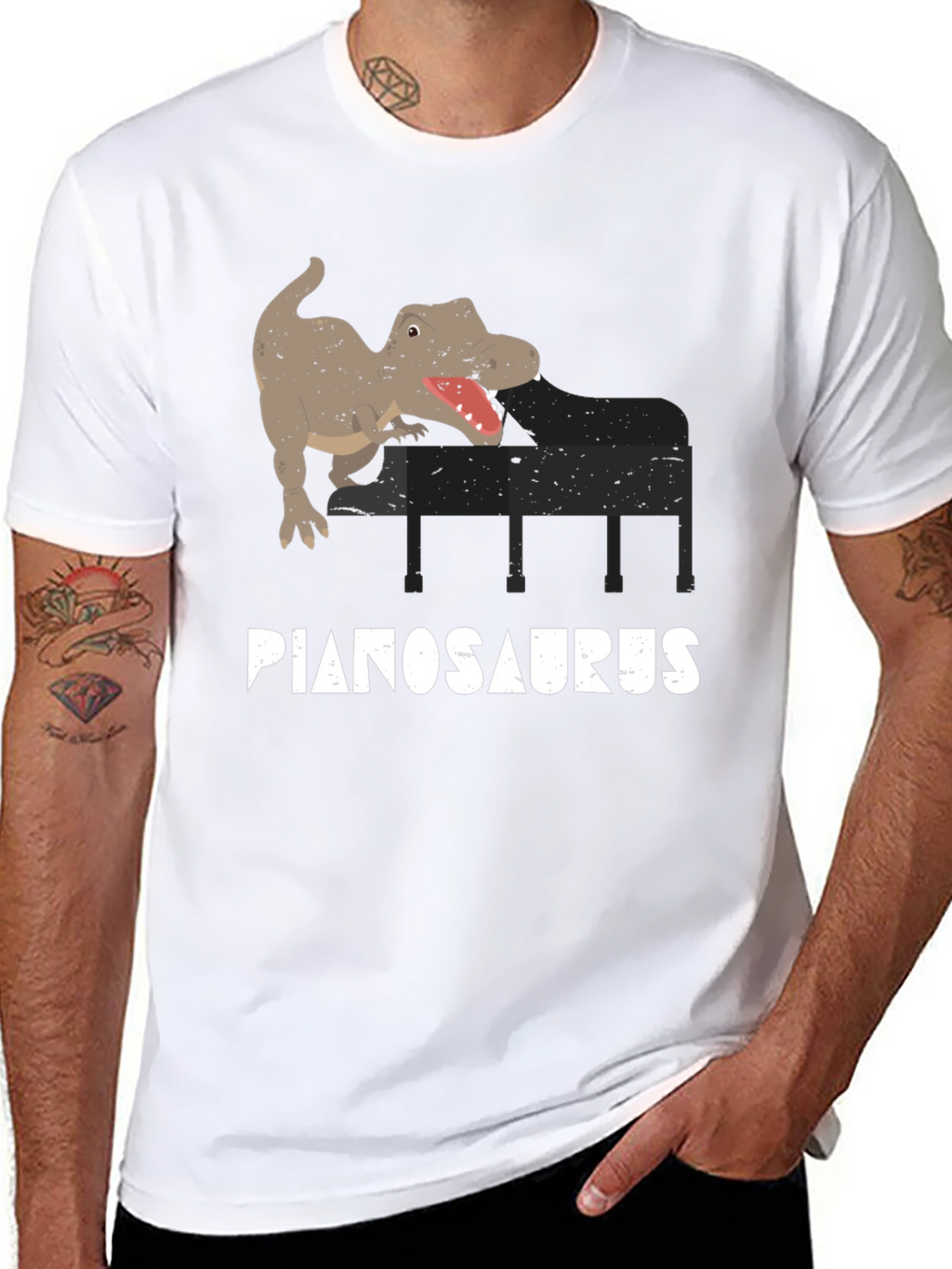 Pianosaurus T-Shirt - Dino Piano Player Tee
